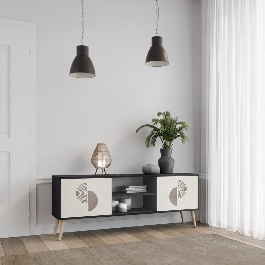 HARMONY ESSENCE 2-Door TV Stand in Black Finish