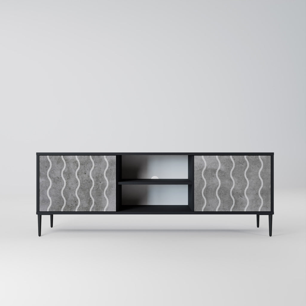 WAVES OF CONCRETE 2-Door TV Stand in Black Finish