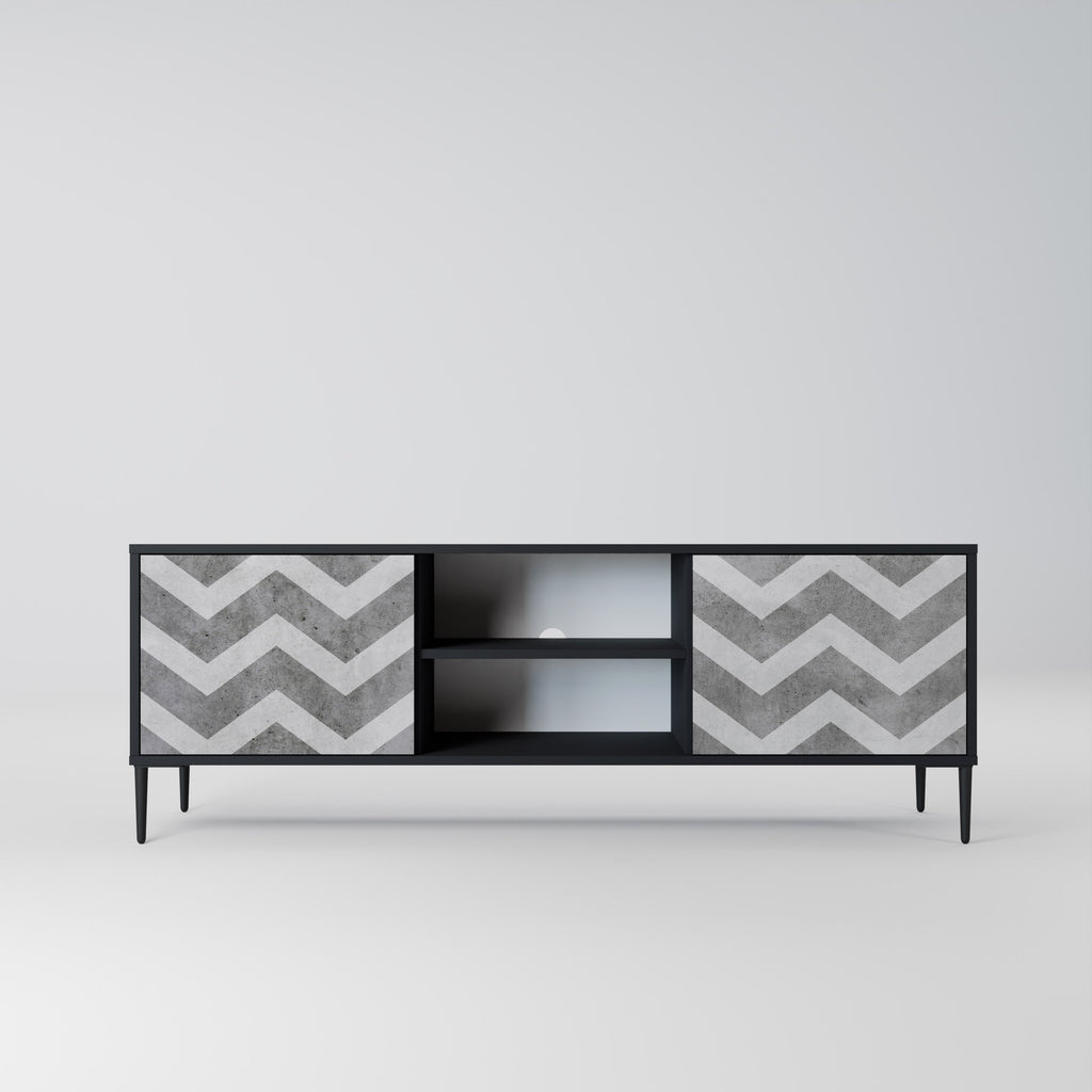 TOUGH ZIG ZAG 2-Door TV Stand in Black Finish