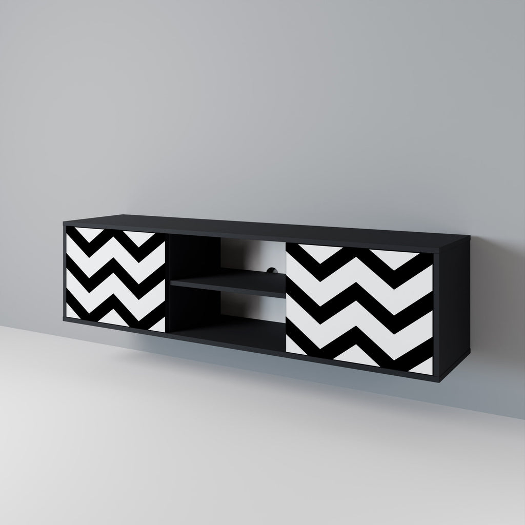 CLASSIC ZIG ZAG 2-Door TV Stand in Black Finish