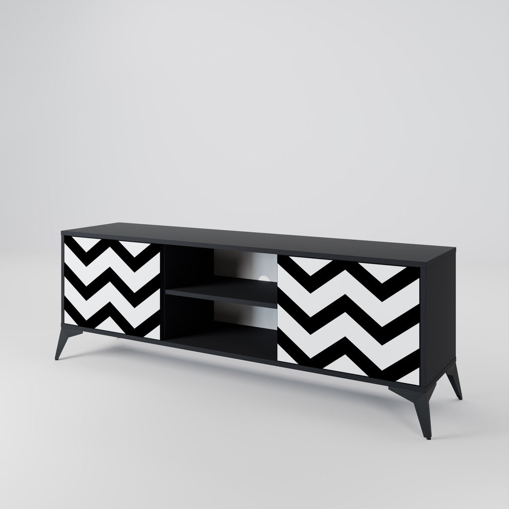 CLASSIC ZIG ZAG 2-Door TV Stand in Black Finish