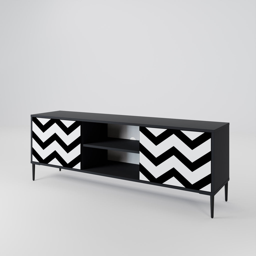 CLASSIC ZIG ZAG 2-Door TV Stand in Black Finish