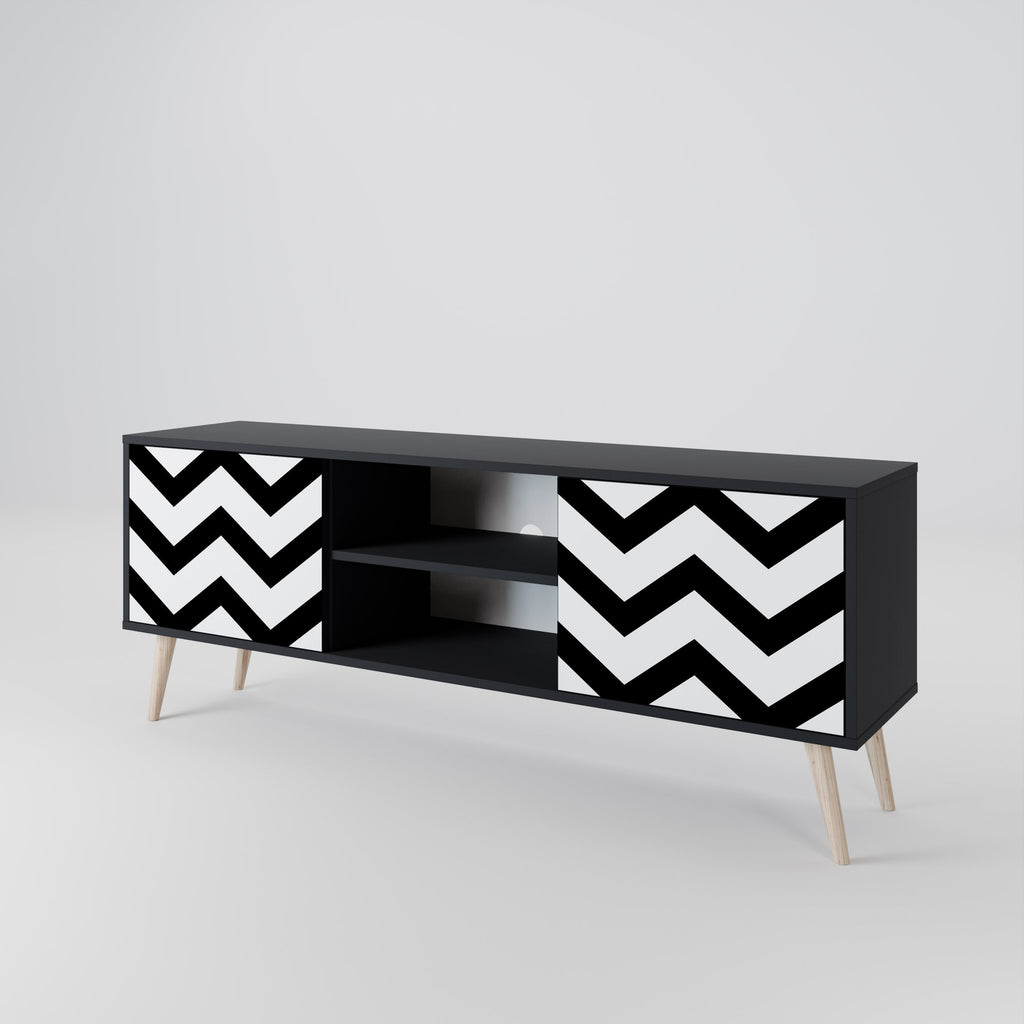 CLASSIC ZIG ZAG 2-Door TV Stand in Black Finish
