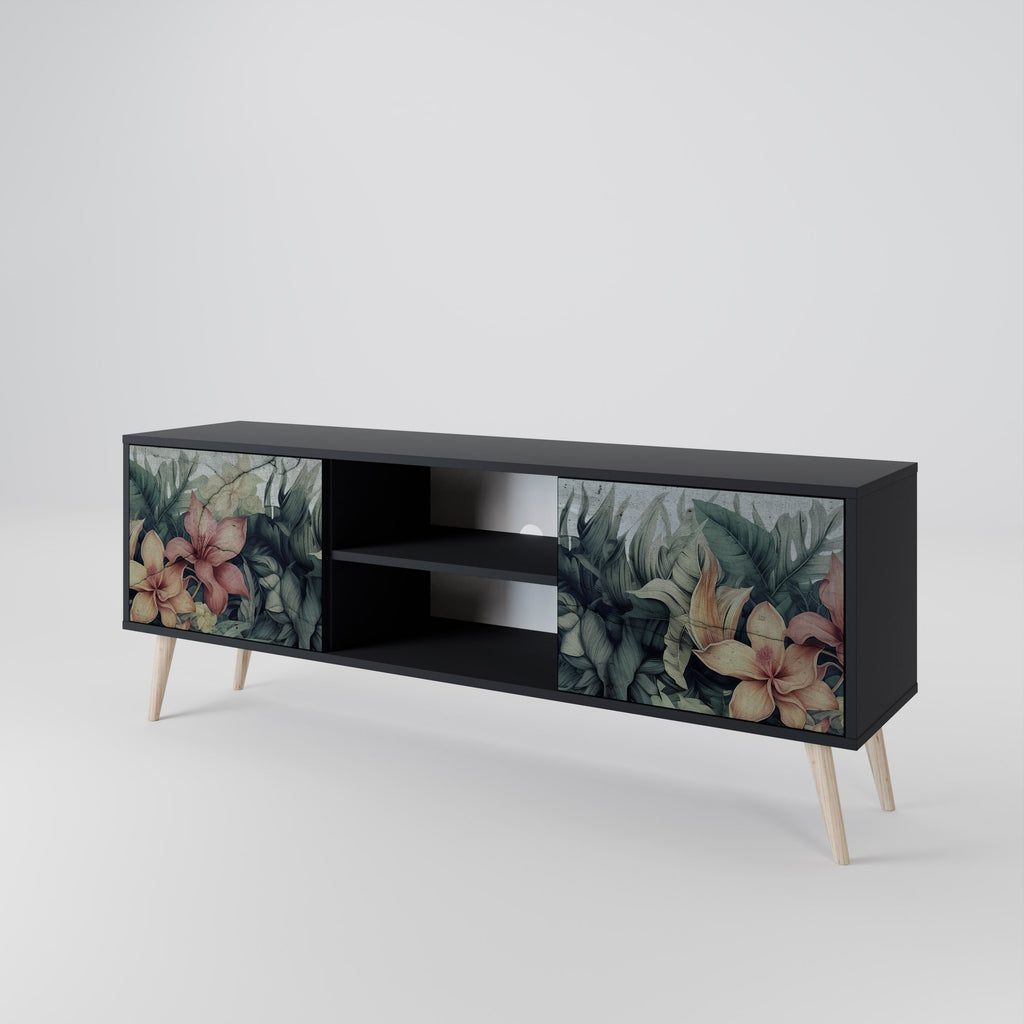 HEAVENLY BLOOM 2-Door TV Stand in Black Finish