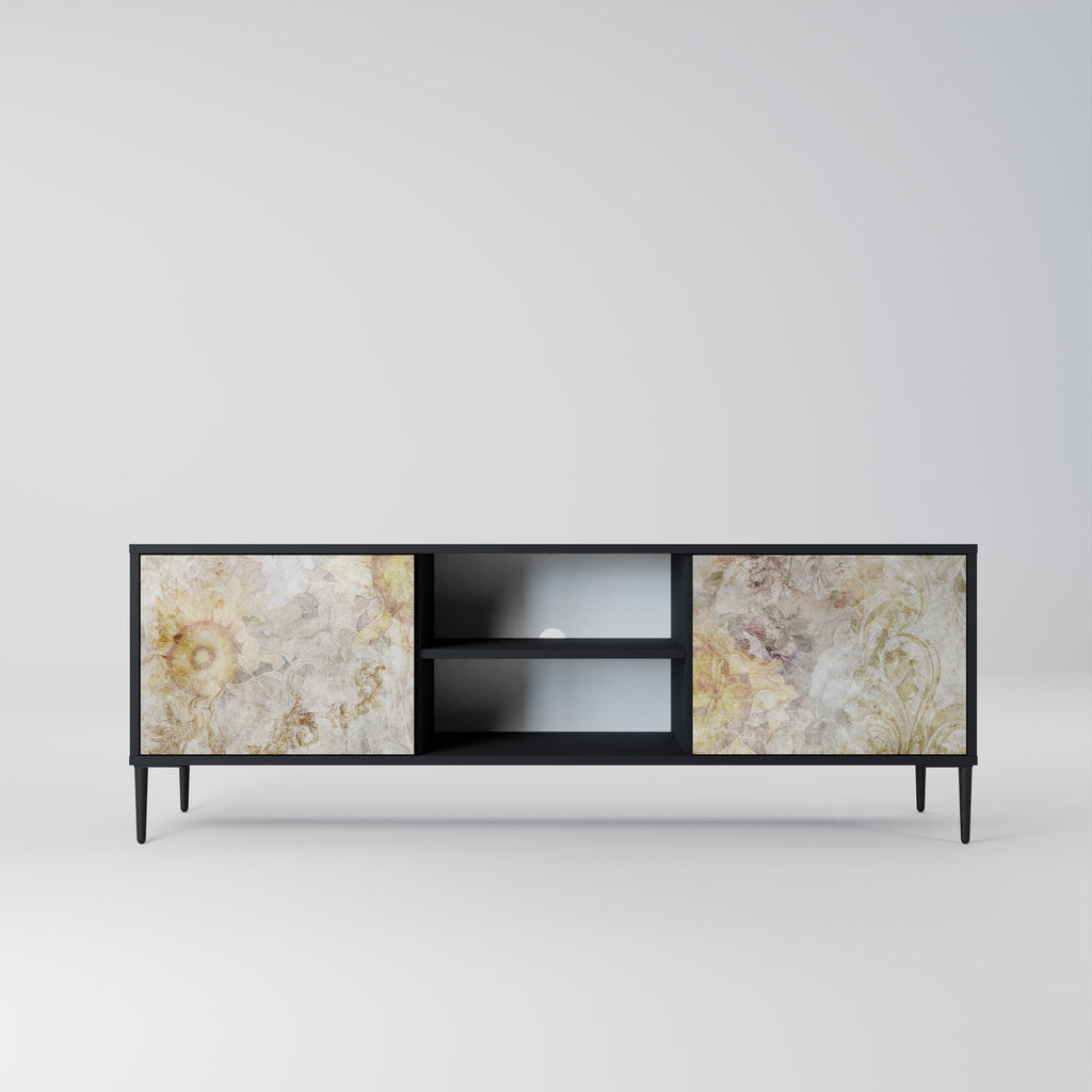 SUNFLOWER BLUR 2-Door TV Stand in Black Finish