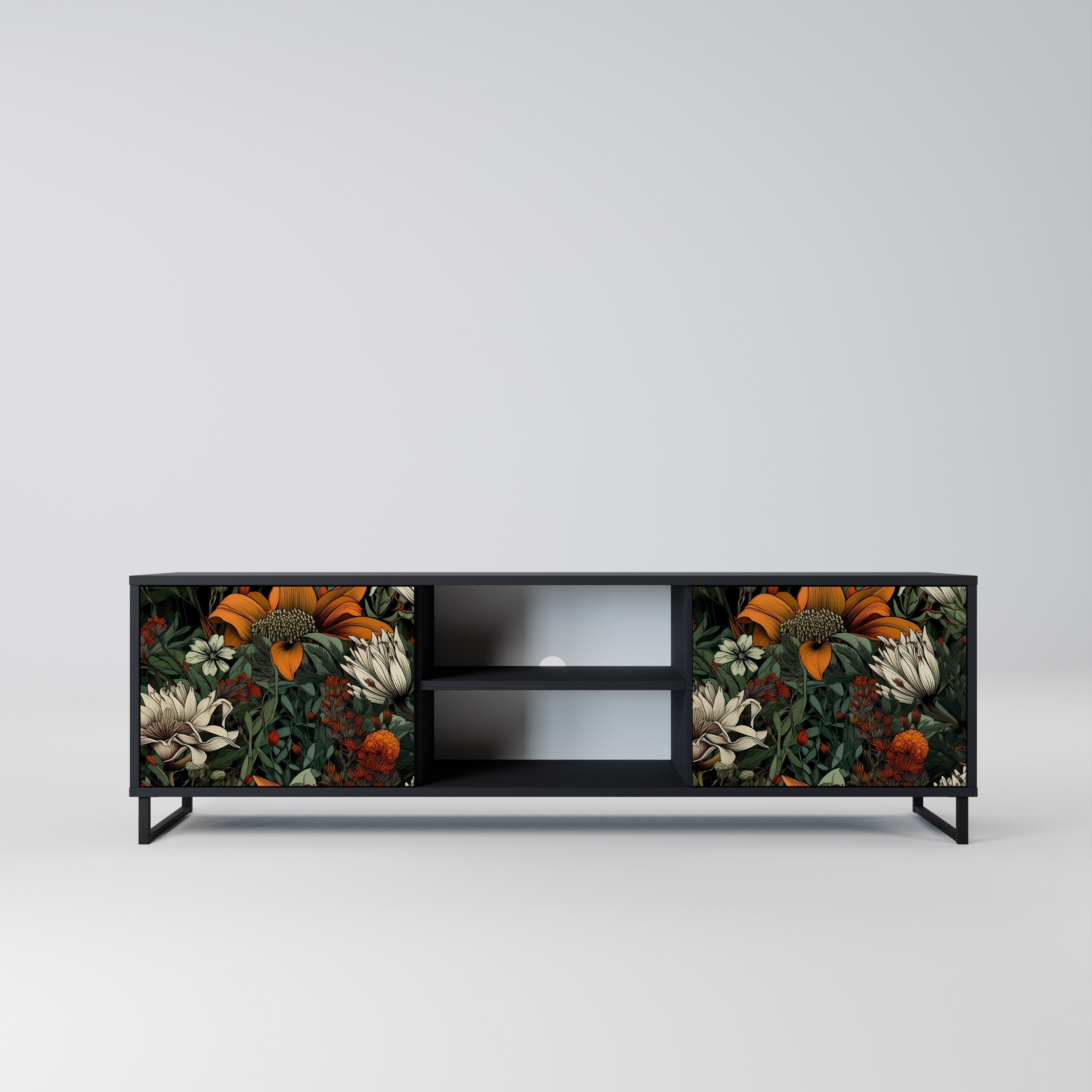 MIDNIGHT SPROUT 2-Door TV Stand in Black Finish