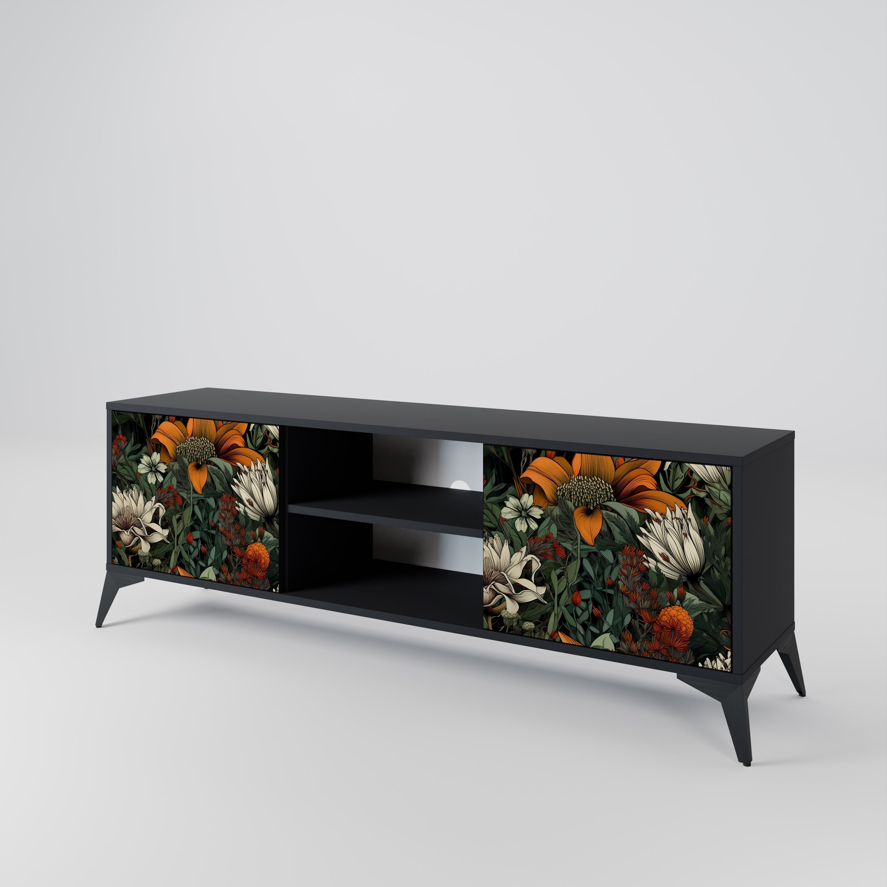 MIDNIGHT SPROUT 2-Door TV Stand in Black Finish