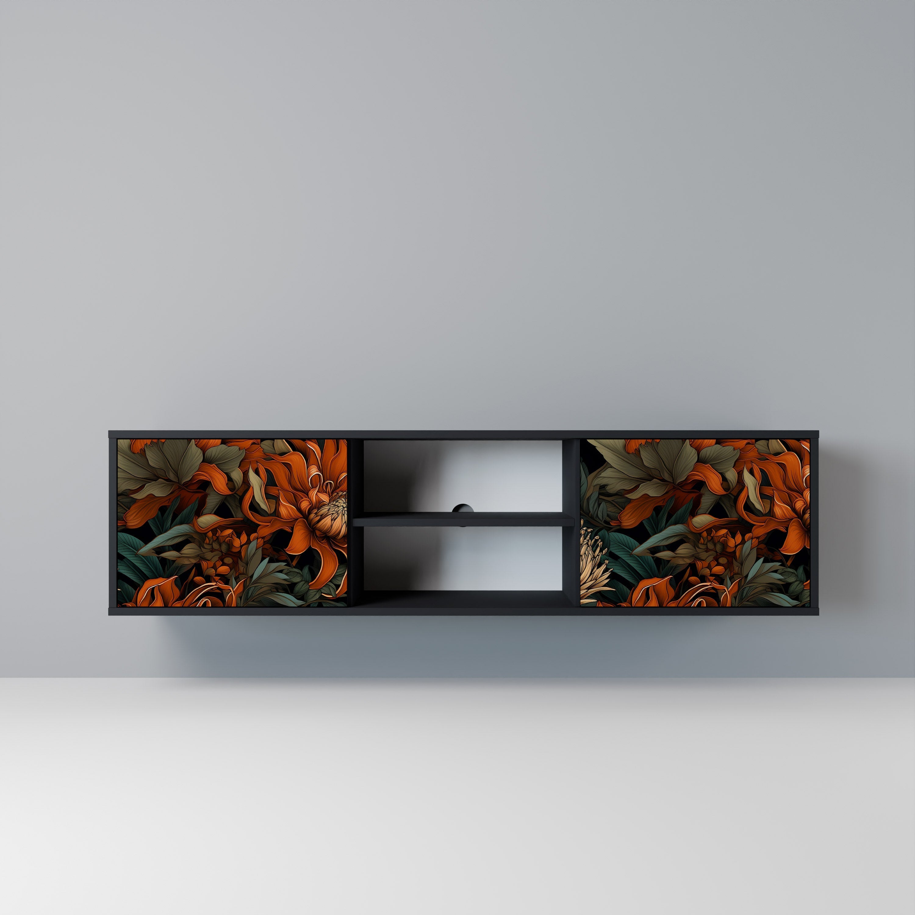 DAWN BLOOM 2-Door TV Stand in Black Finish