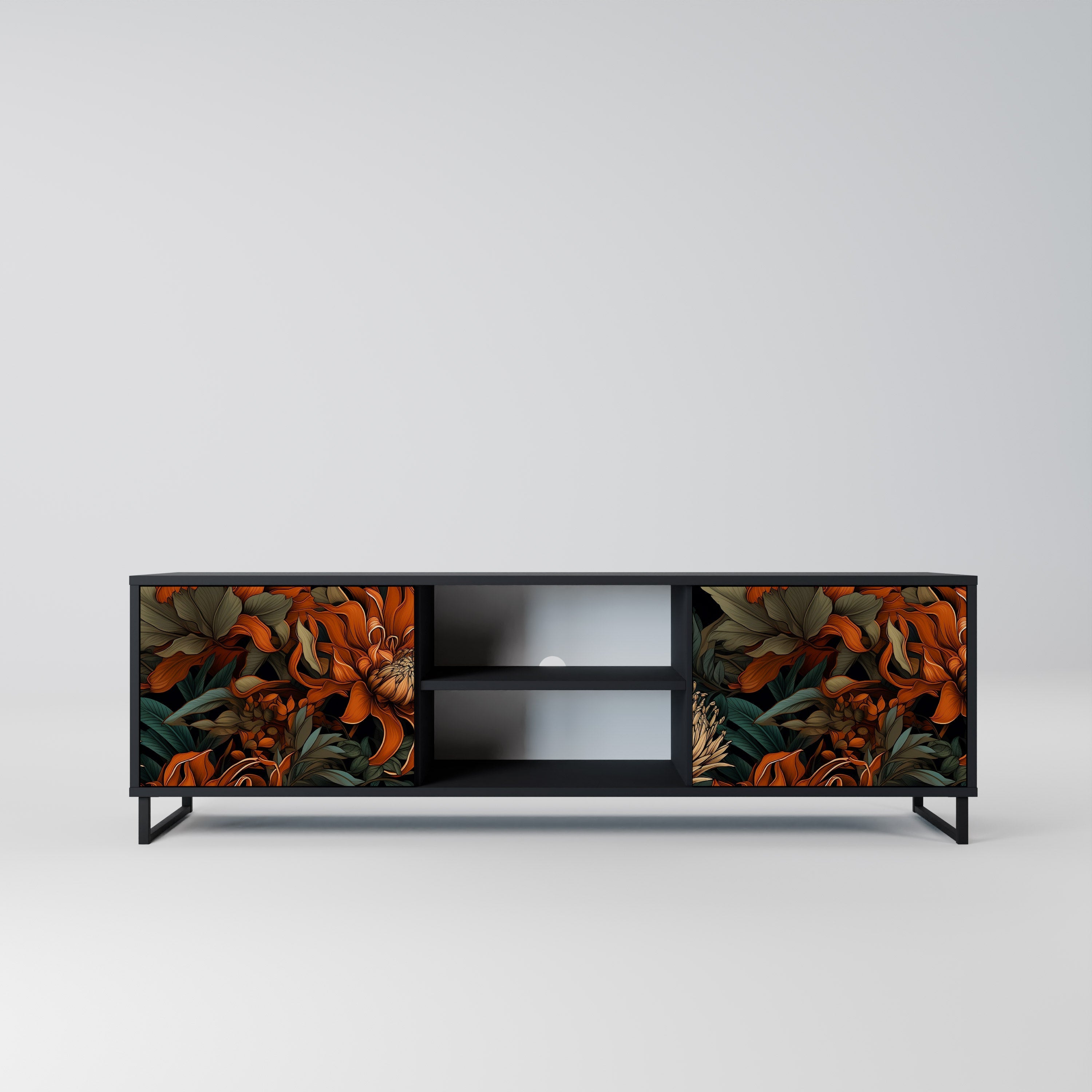 DAWN BLOOM 2-Door TV Stand in Black Finish