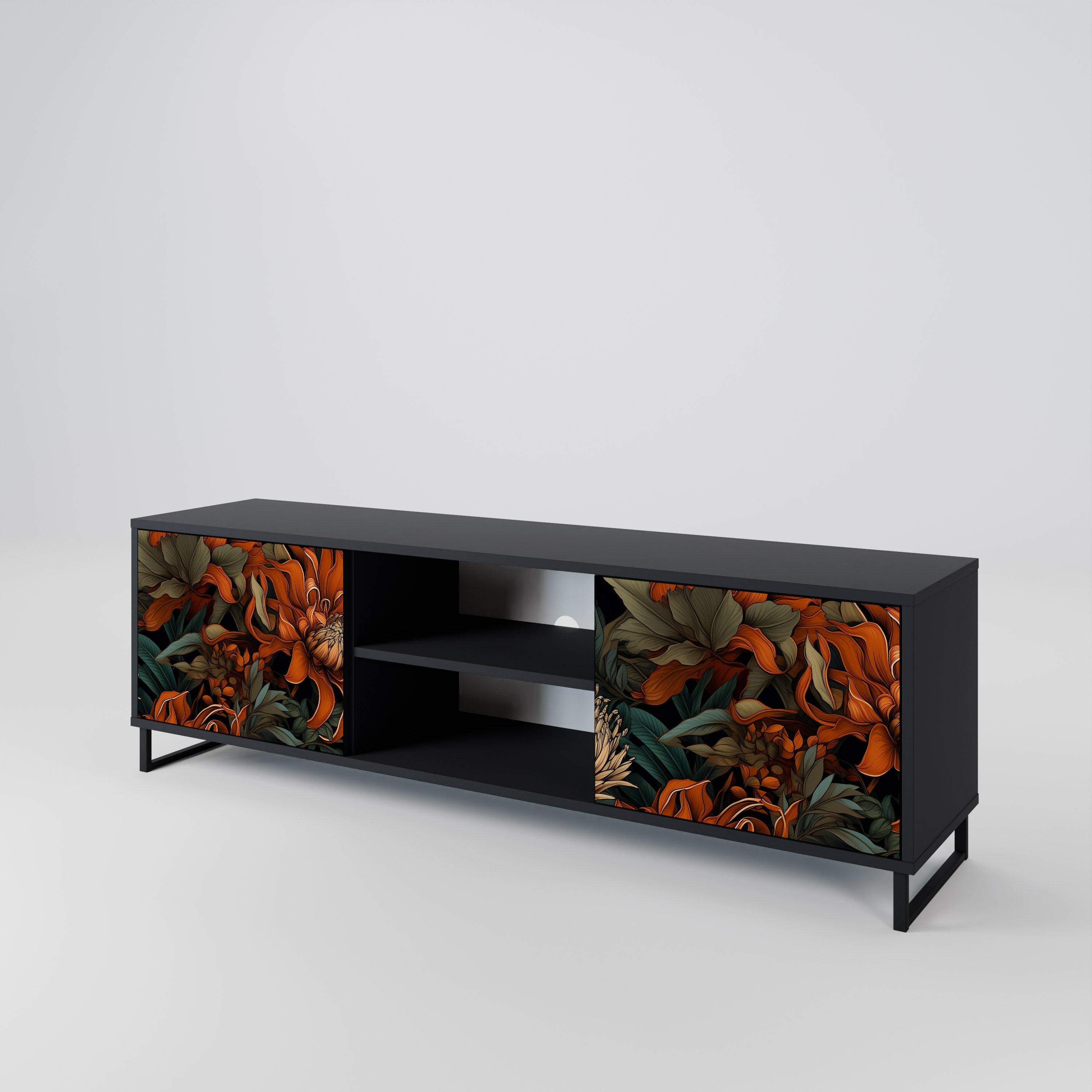 DAWN BLOOM 2-Door TV Stand in Black Finish