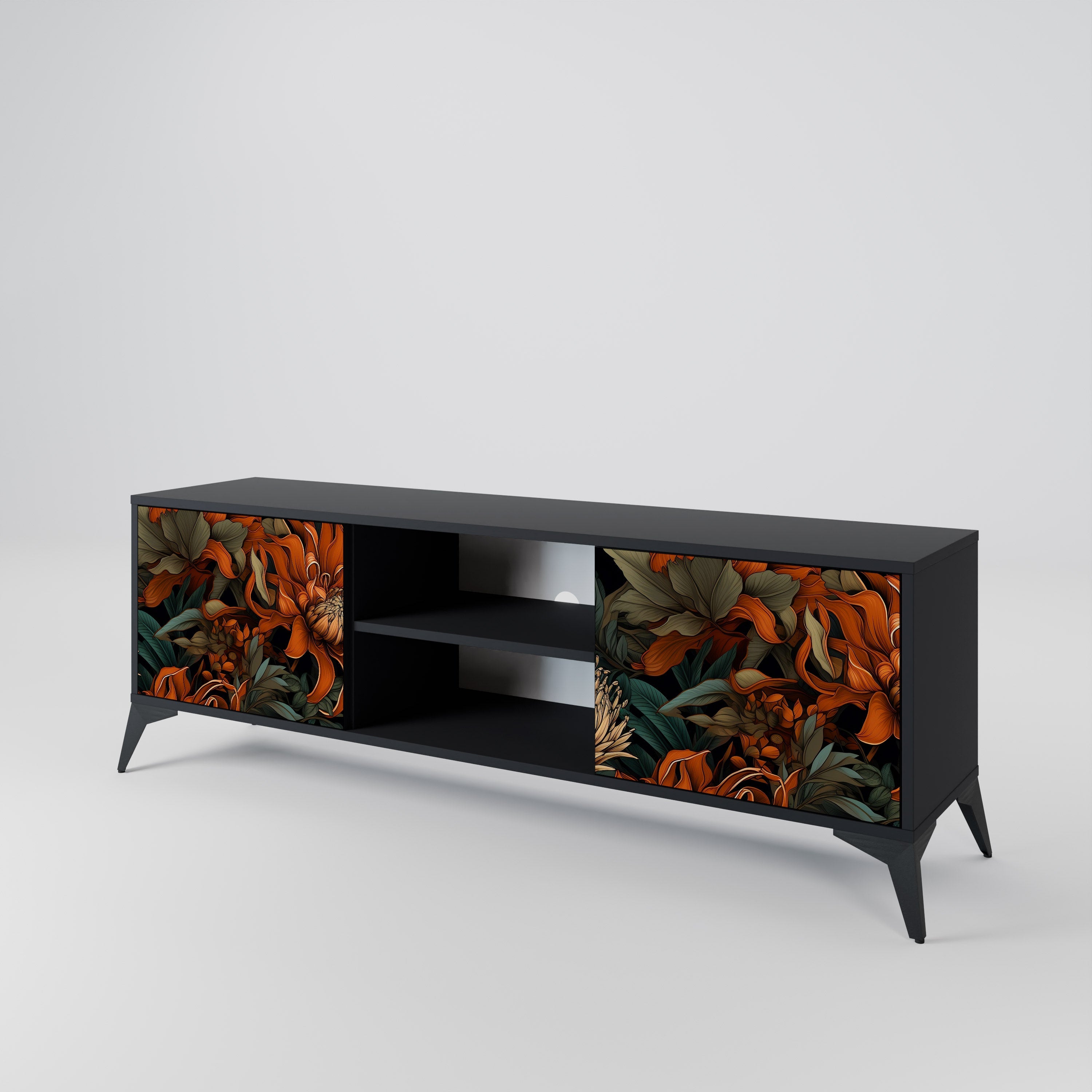 DAWN BLOOM 2-Door TV Stand in Black Finish