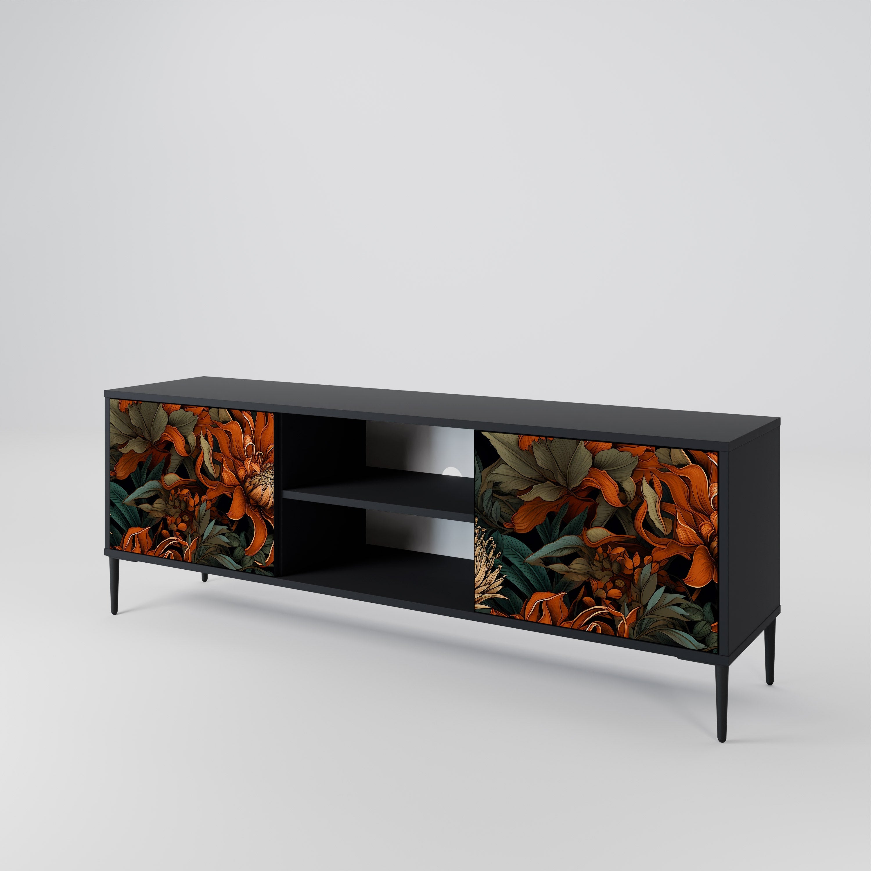 DAWN BLOOM 2-Door TV Stand in Black Finish