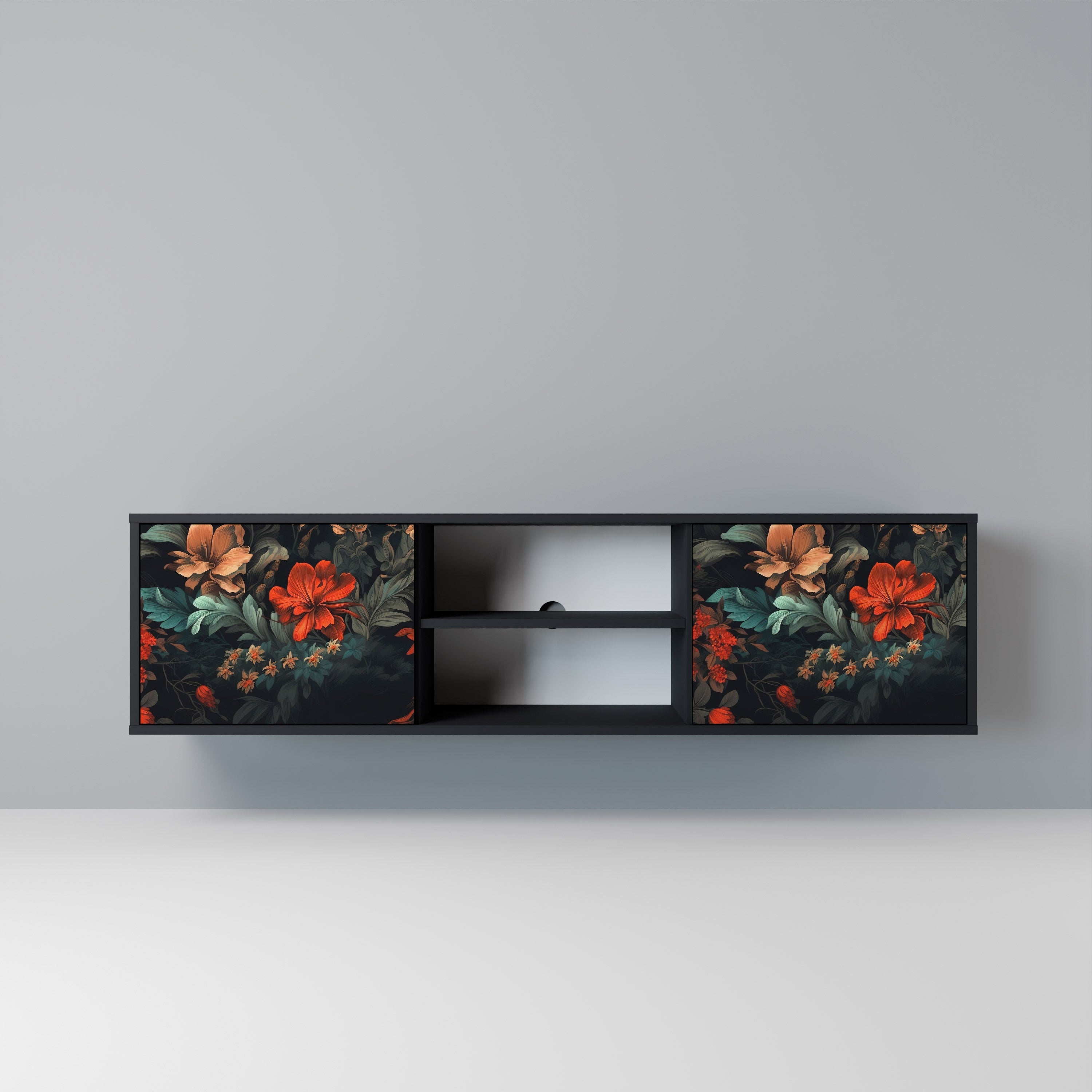 IMAGINARY BLOSSOM 2-Door TV Stand in Black Finish