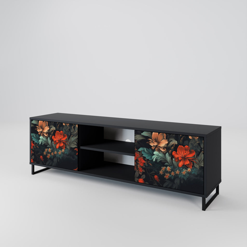 IMAGINARY BLOSSOM 2-Door TV Stand in Black Finish