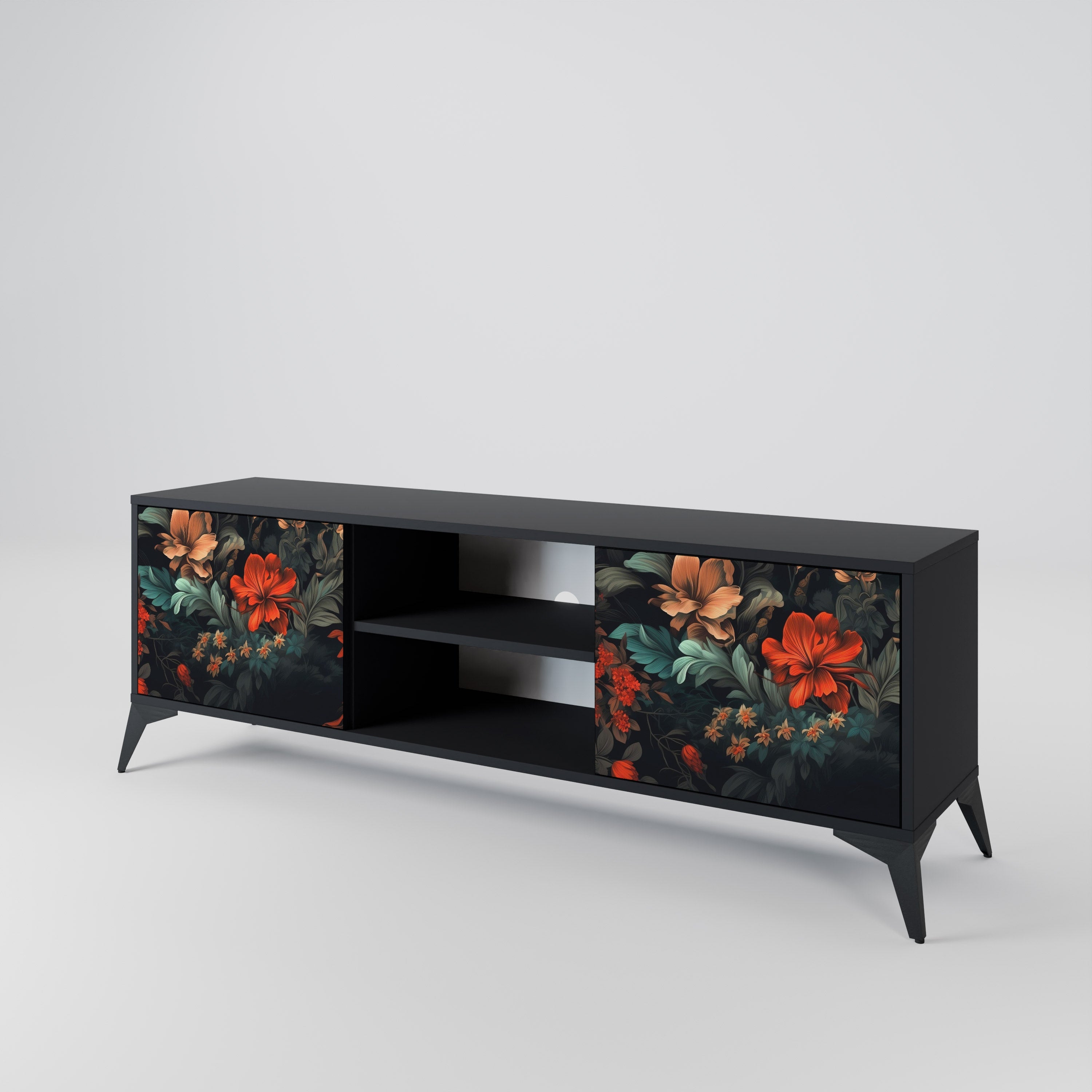 IMAGINARY BLOSSOM 2-Door TV Stand in Black Finish