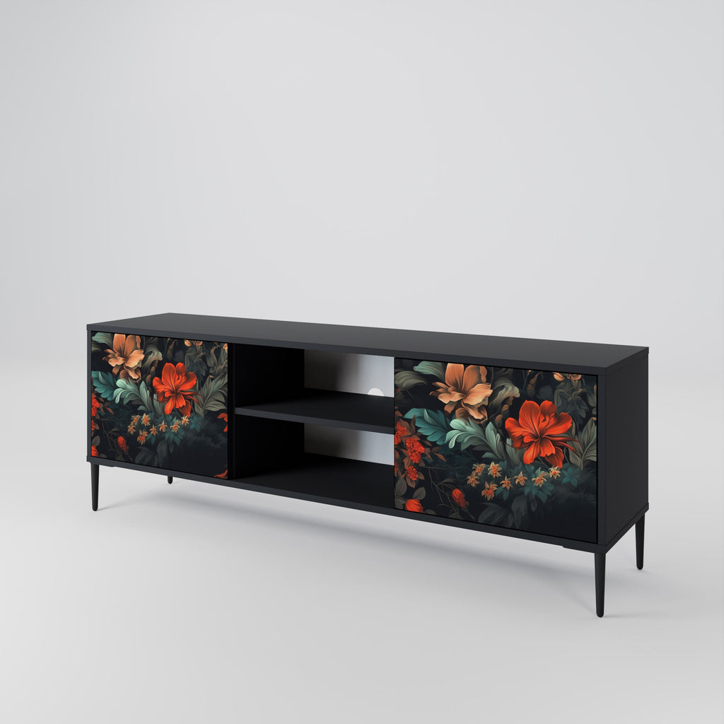 IMAGINARY BLOSSOM 2-Door TV Stand in Black Finish