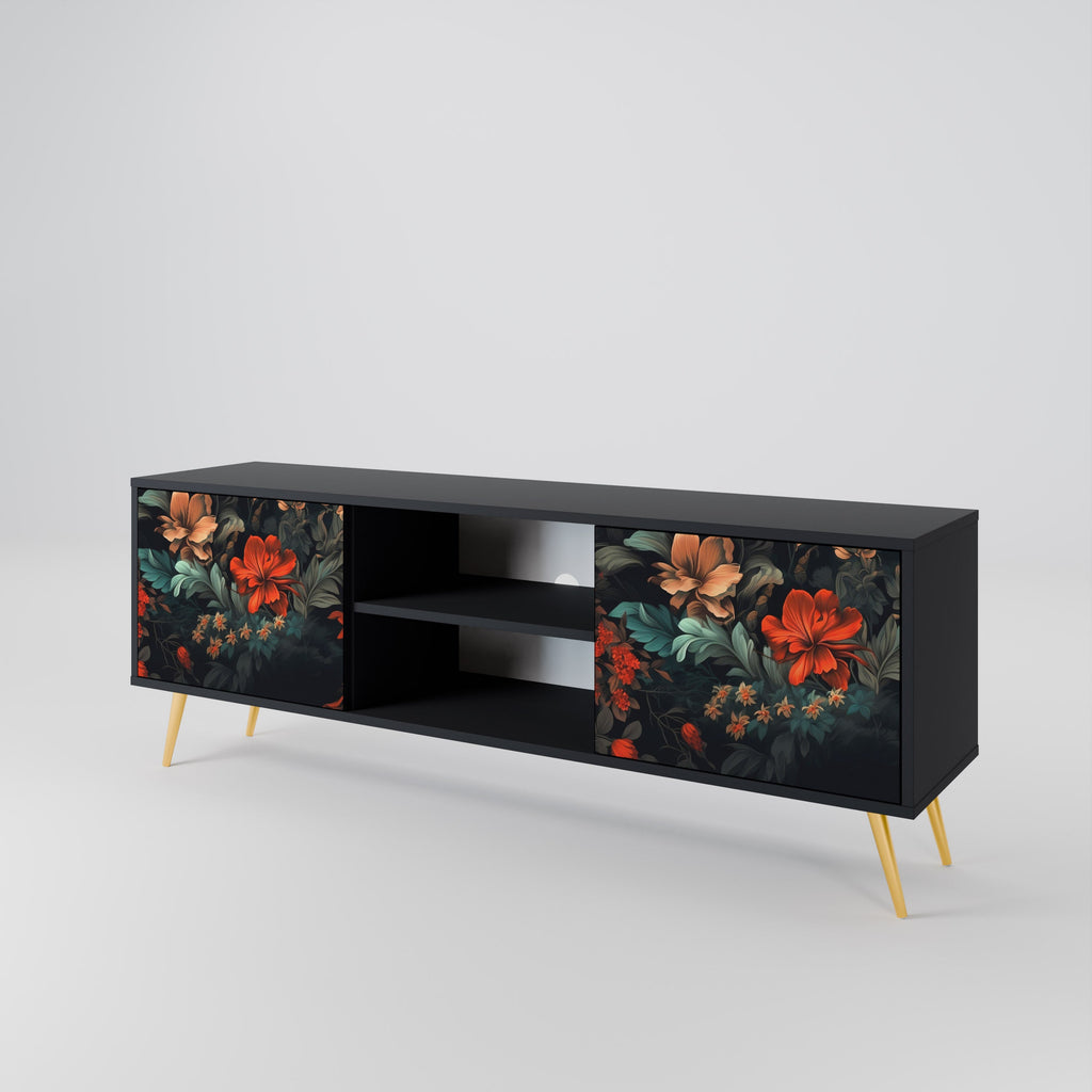 IMAGINARY BLOSSOM 2-Door TV Stand in Black Finish