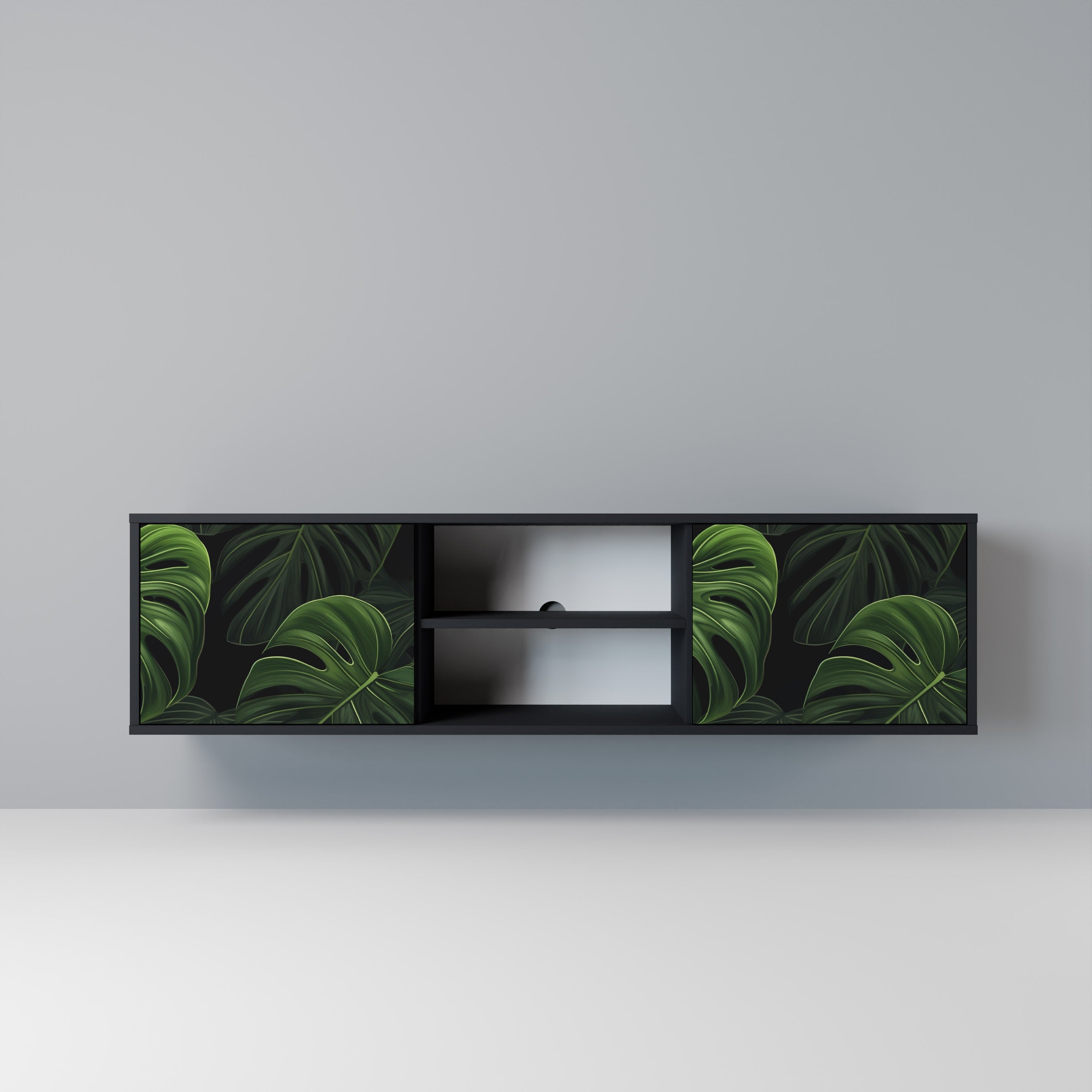 INFINITE MONSTERA 2-Door TV Stand in Black Finish