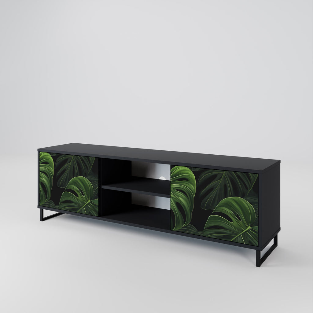 INFINITE MONSTERA 2-Door TV Stand in Black Finish