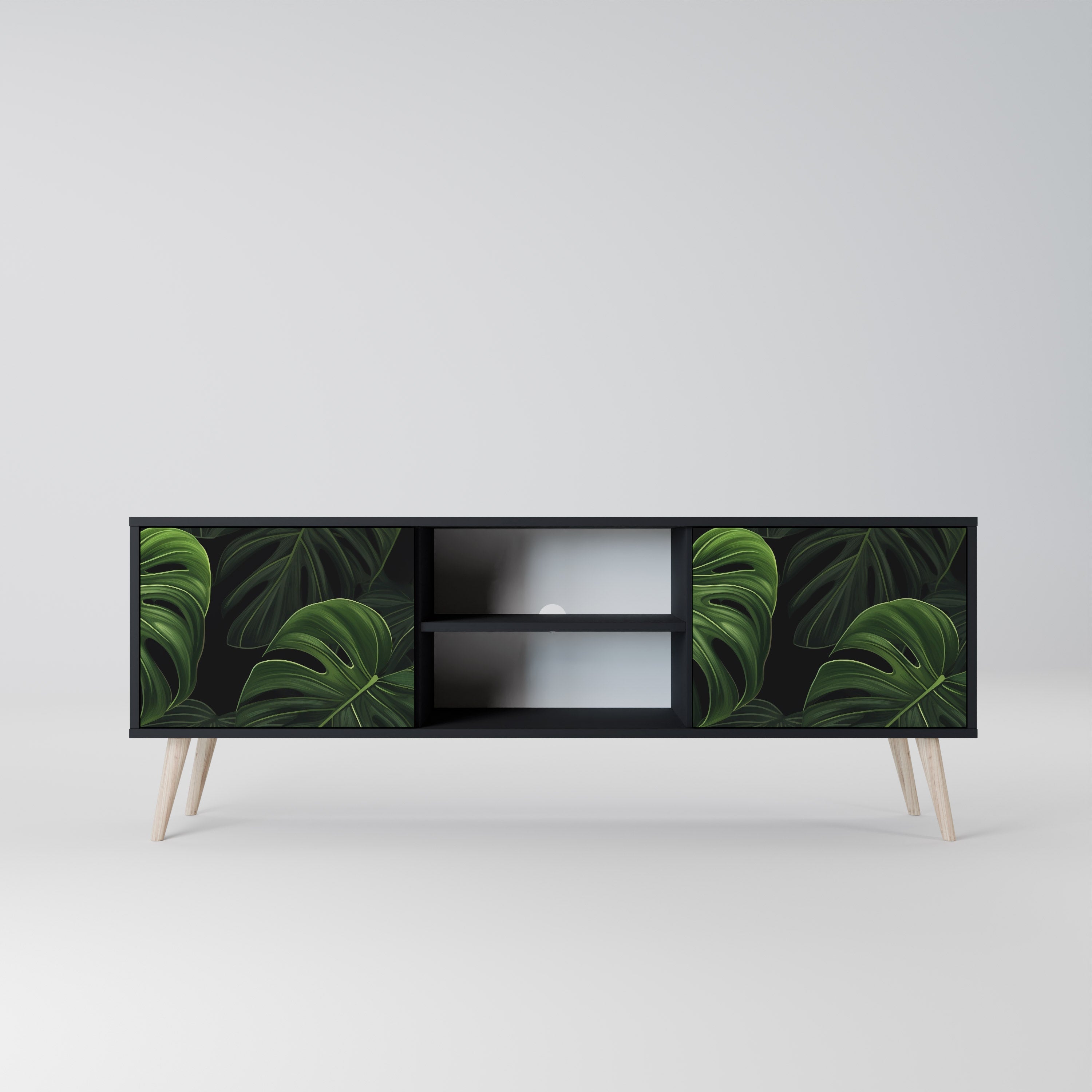 INFINITE MONSTERA 2-Door TV Stand in Black Finish