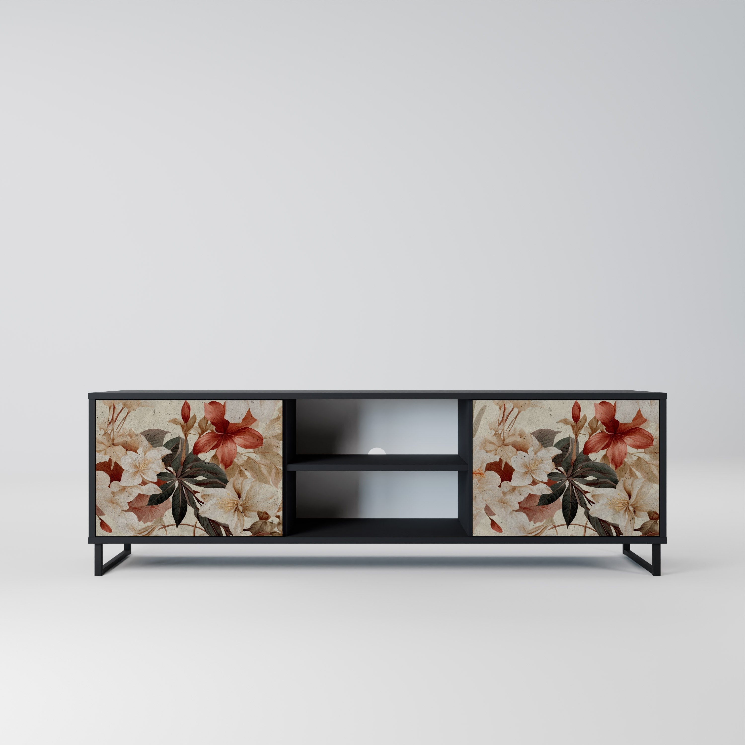 PETAL HARMONY 2-Door TV Stand in Black Finish