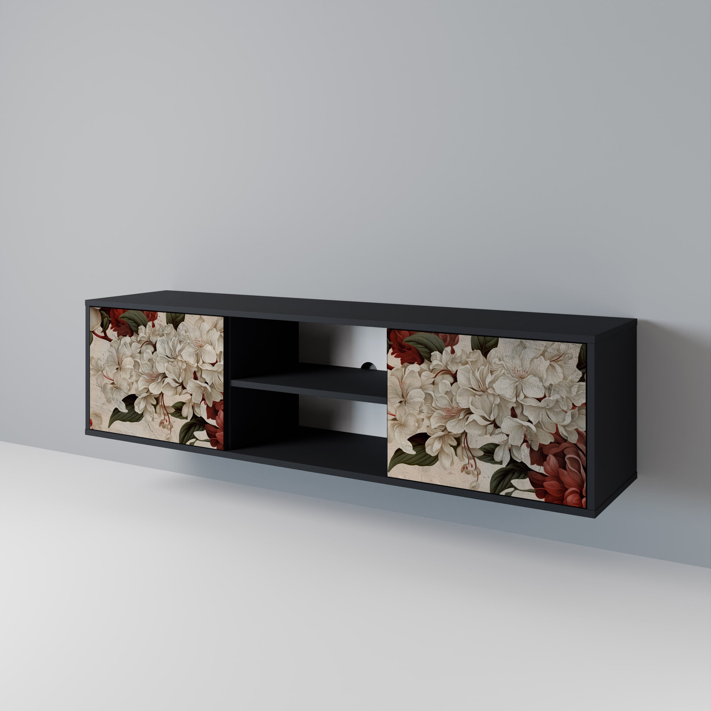 EPHEMERAL DAYS 2-Door TV Stand in Black Finish