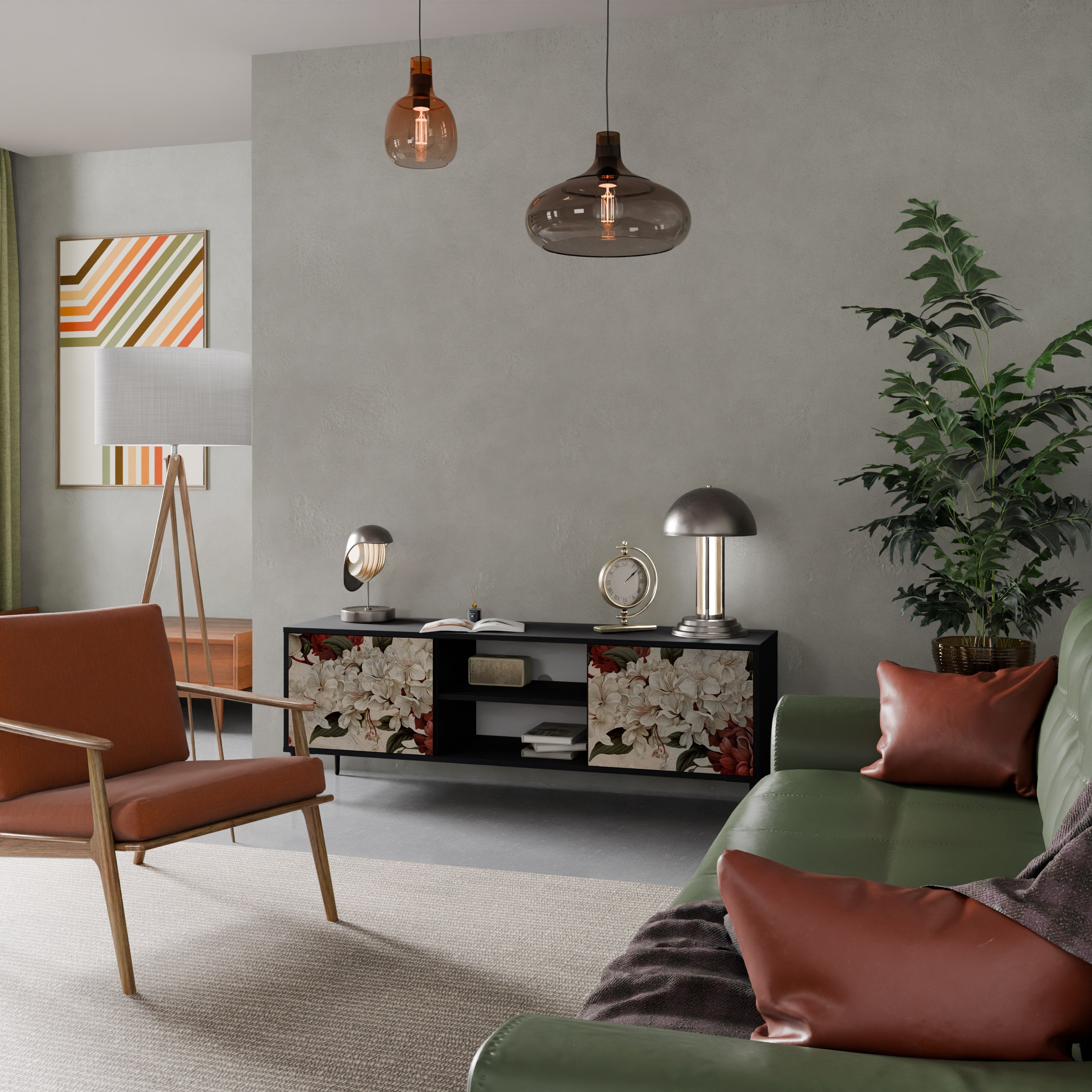 EPHEMERAL DAYS 2-Door TV Stand in Black Finish