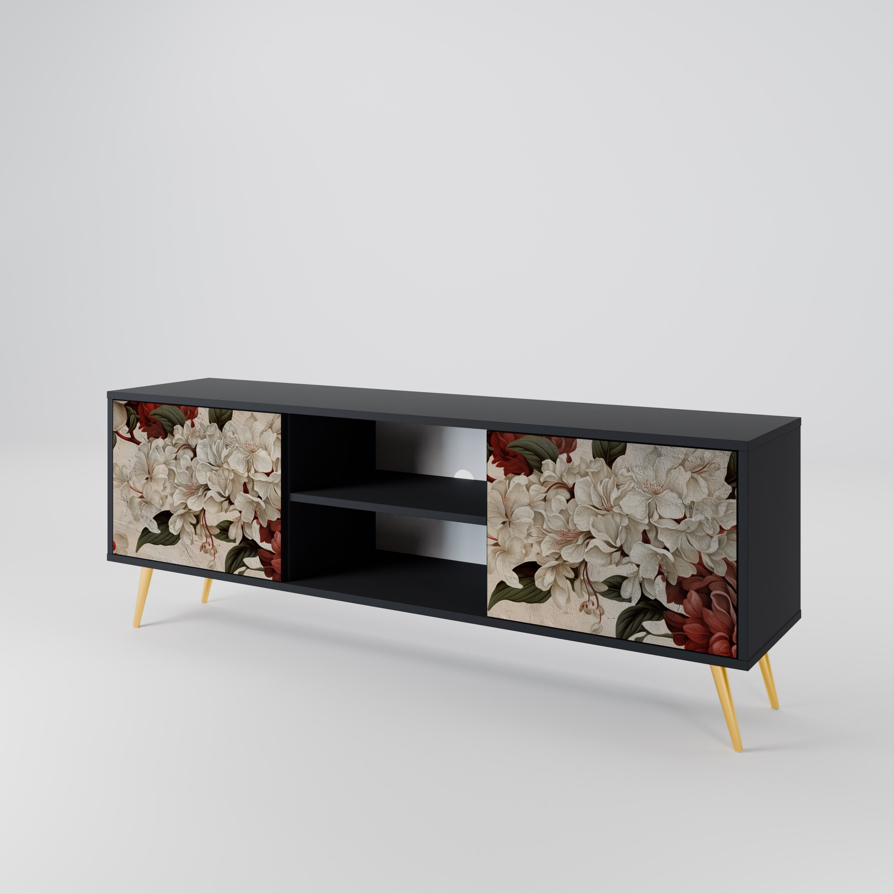 EPHEMERAL DAYS 2-Door TV Stand in Black Finish