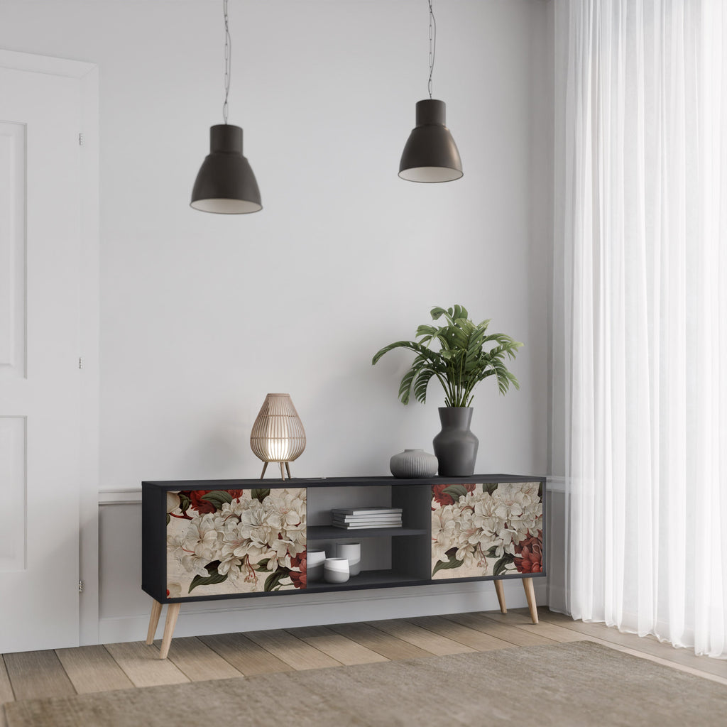 EPHEMERAL DAYS 2-Door TV Stand in Black Finish