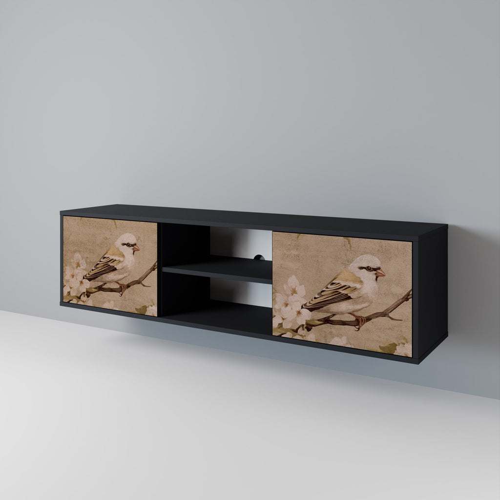 PETAL DISTINGUISH 2-Door TV Stand in Black Finish