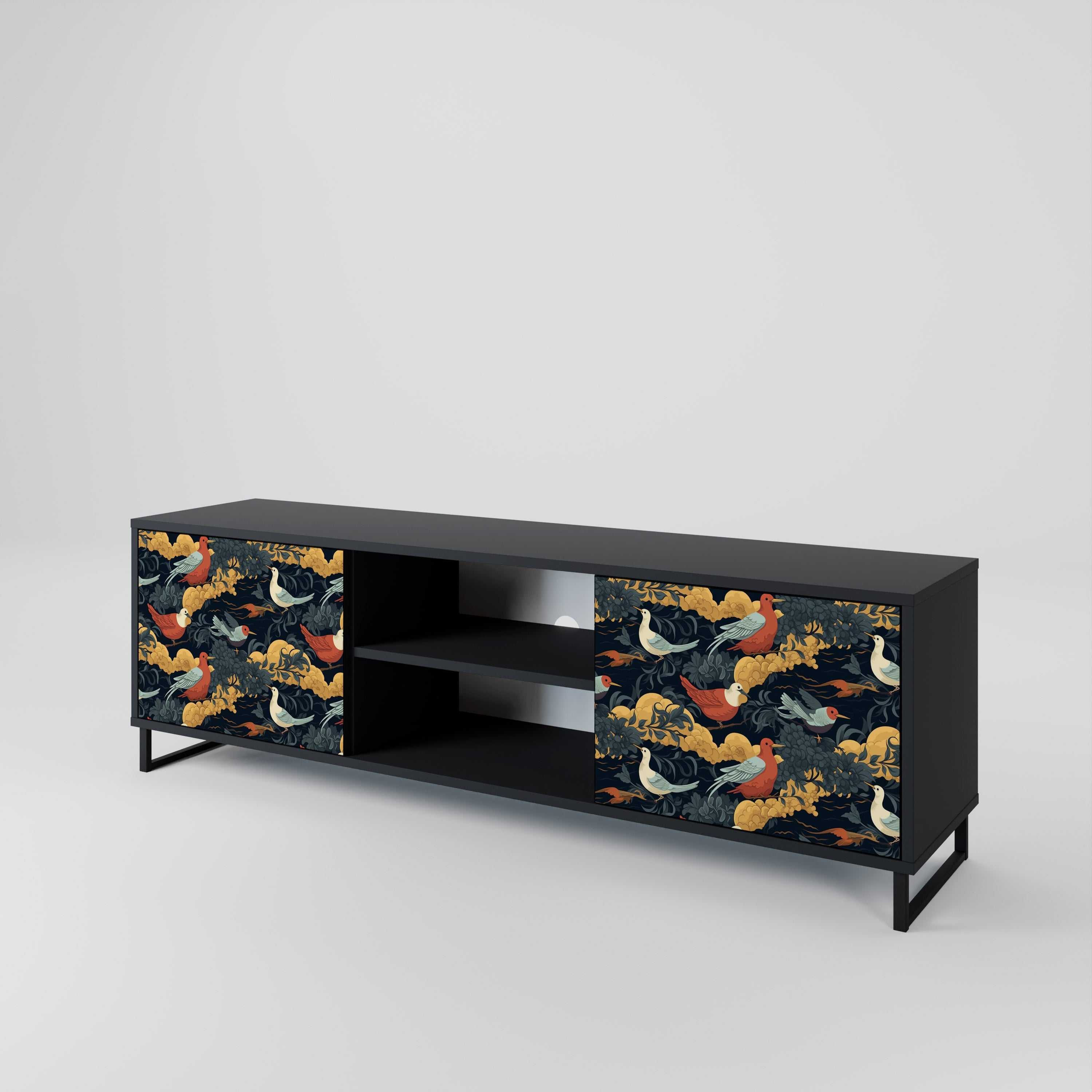 FOWLY DAZE 2-Door TV Stand in Black Finish
