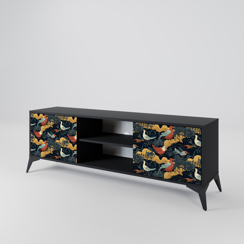 FOWLY DAZE 2-Door TV Stand in Black Finish