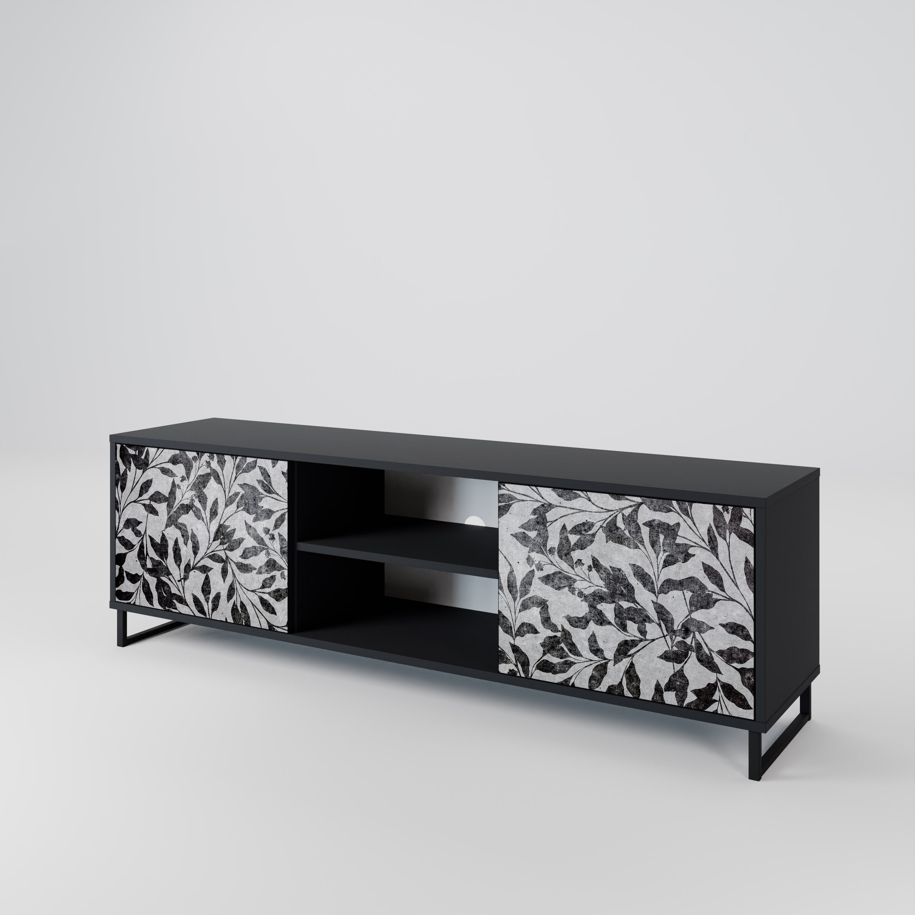 CHARCOAL SPROUT 2-Door TV Stand in Black Finish