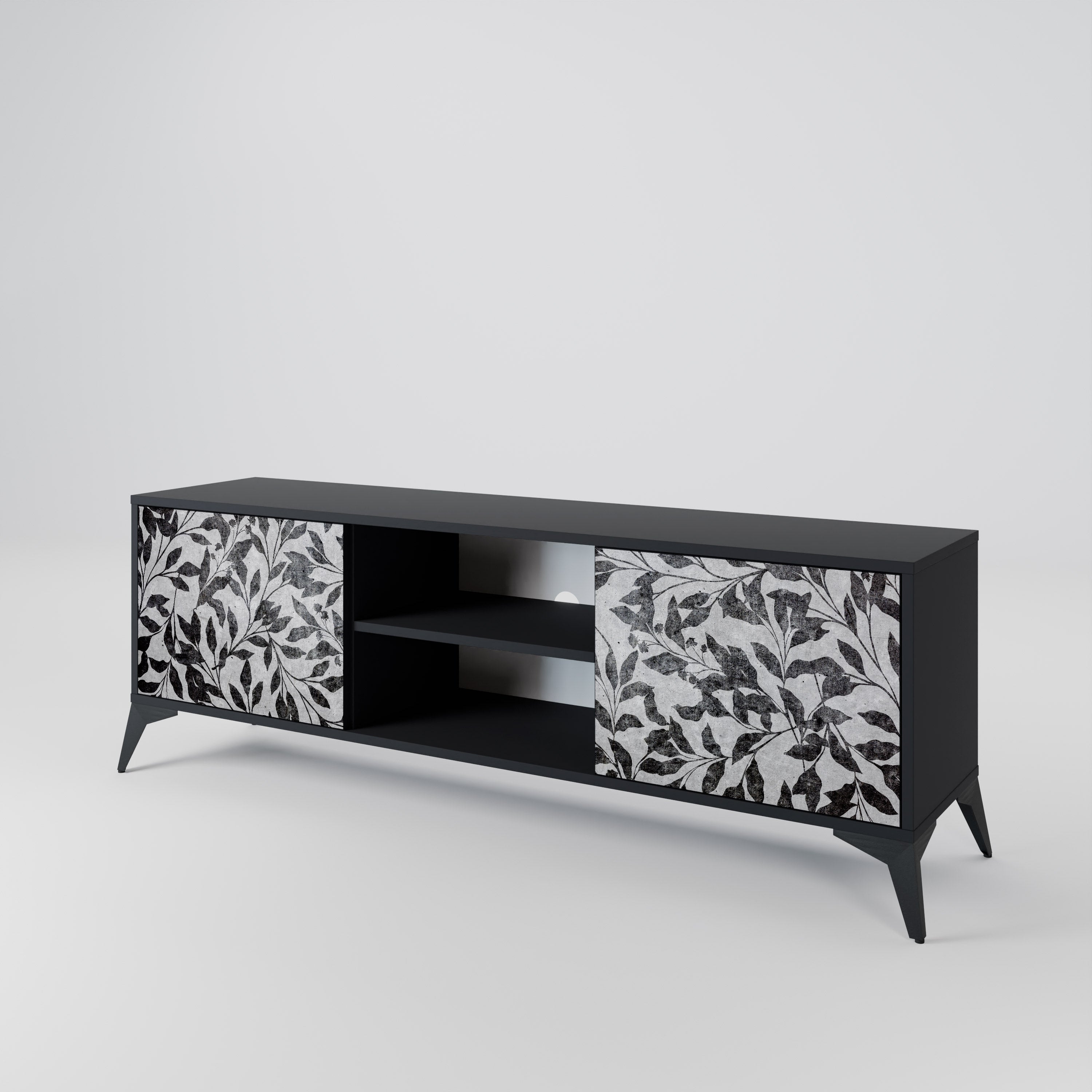 CHARCOAL SPROUT 2-Door TV Stand in Black Finish