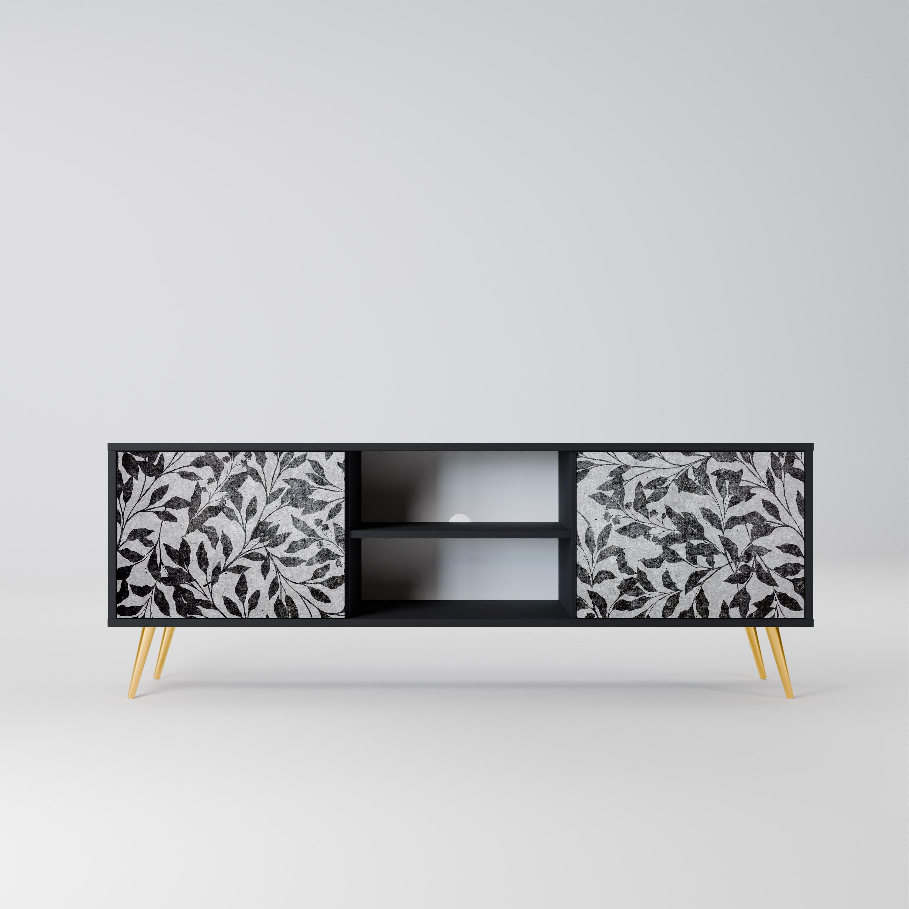 CHARCOAL SPROUT 2-Door TV Stand in Black Finish