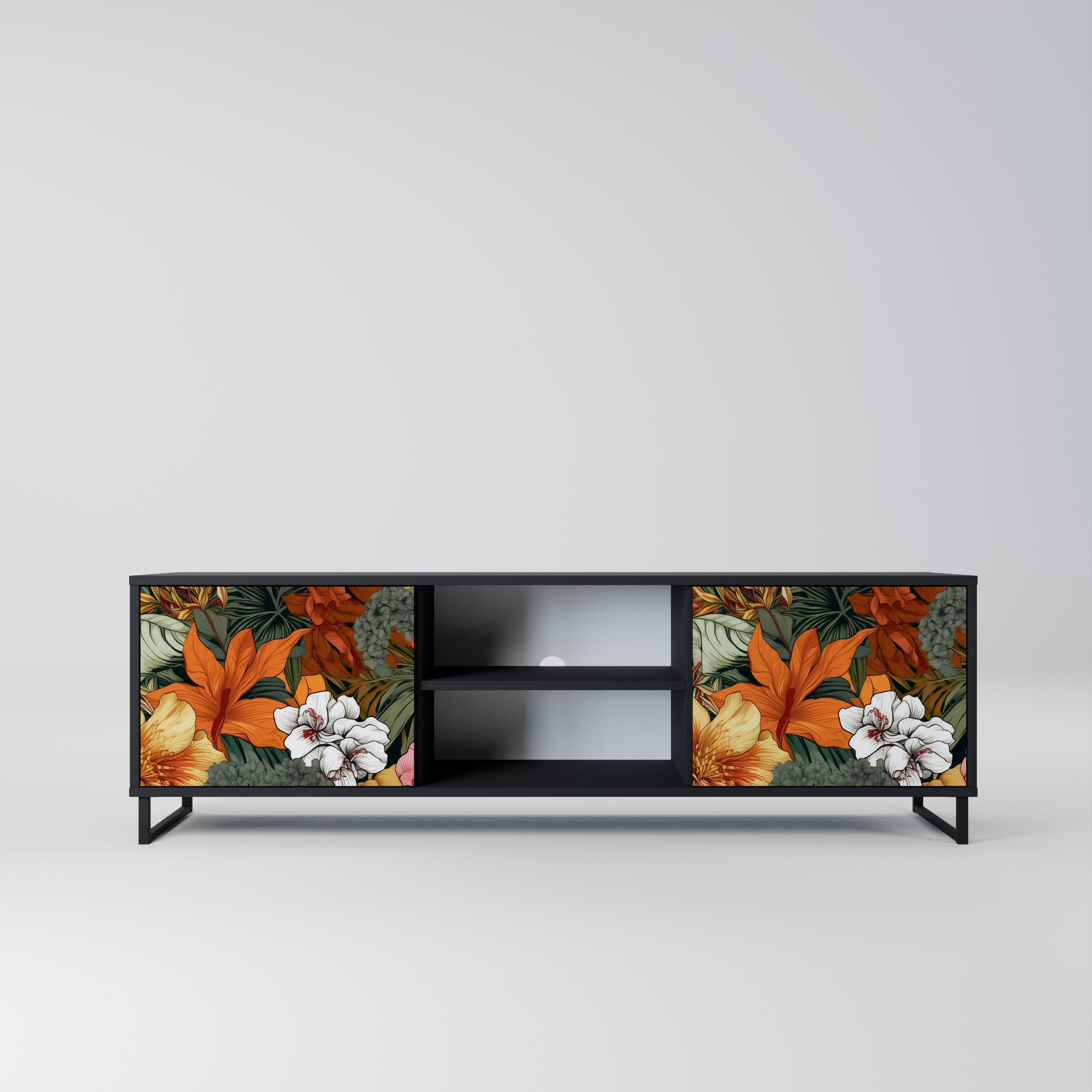RADIANT FLORA 2-Door TV Stand in Black Finish