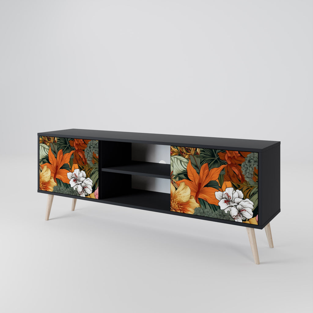 RADIANT FLORA 2-Door TV Stand in Black Finish