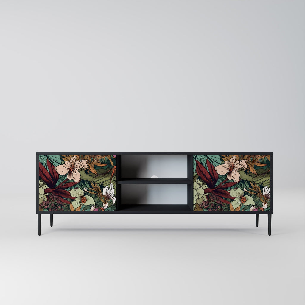 BOTANICAL EMERGENCE 2-Door TV Stand in Black Finish