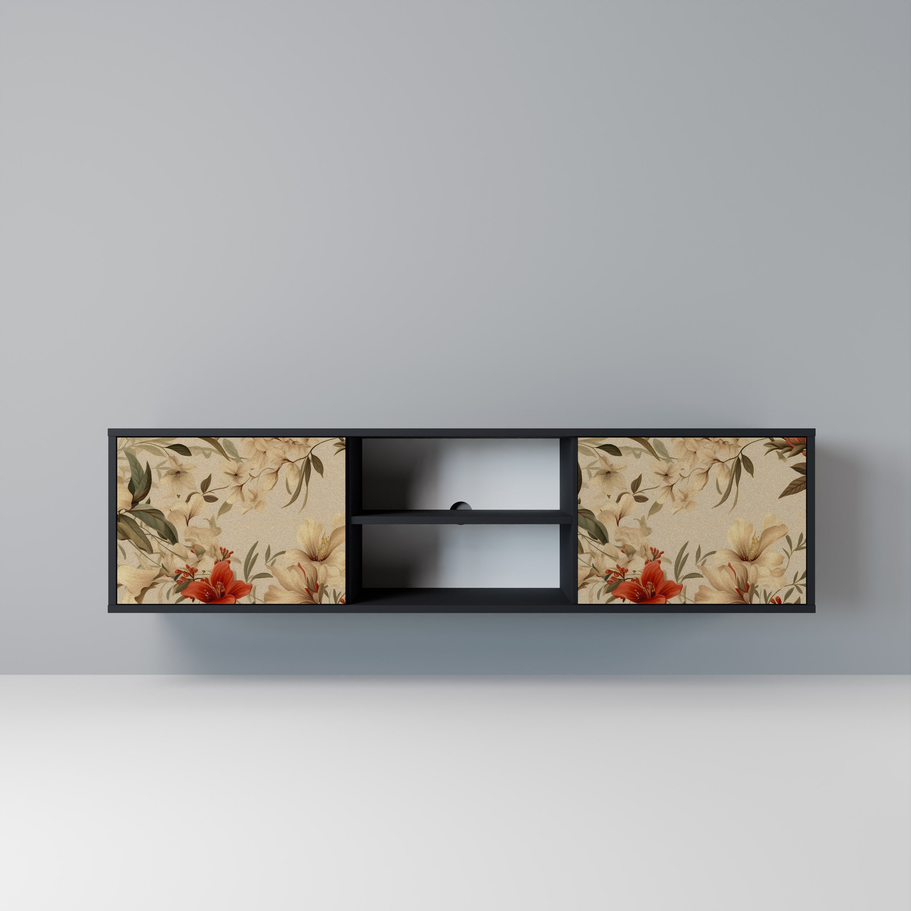 Meuble TV 2 portes BLOOMING HARMONY finition noire