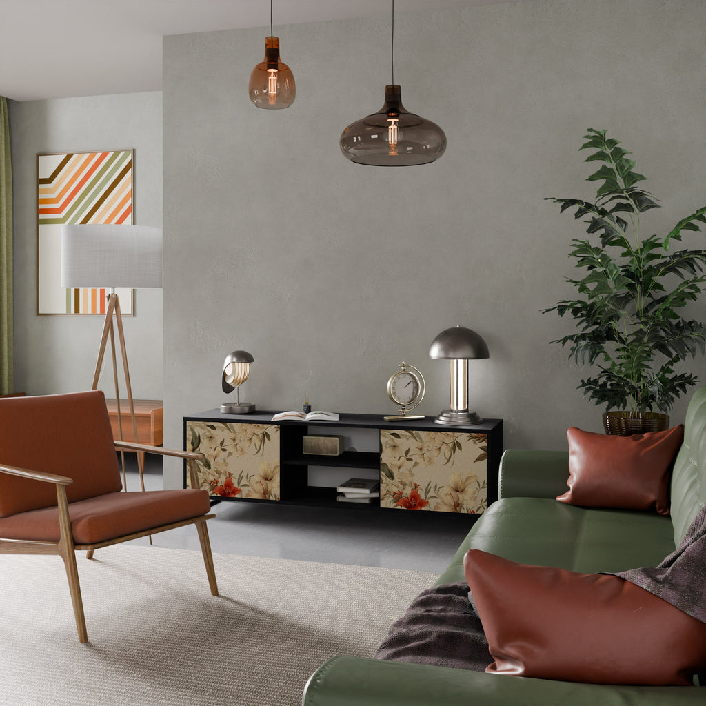 Meuble TV 2 portes BLOOMING HARMONY finition noire