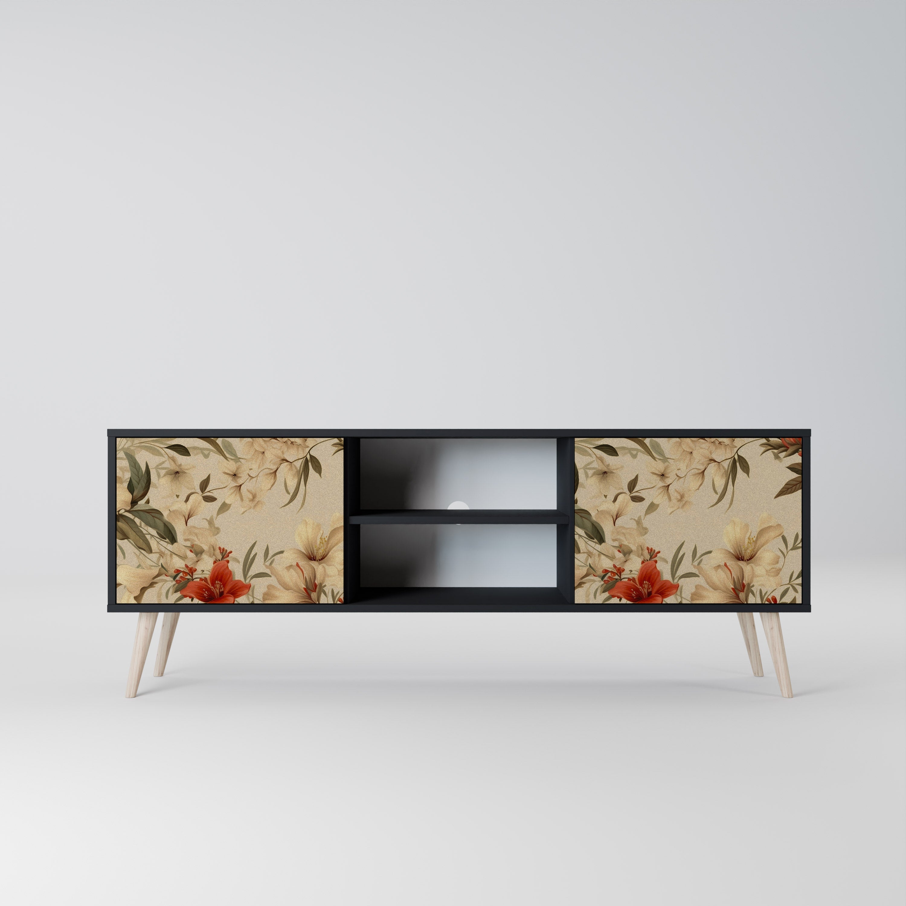 Meuble TV 2 portes BLOOMING HARMONY finition noire