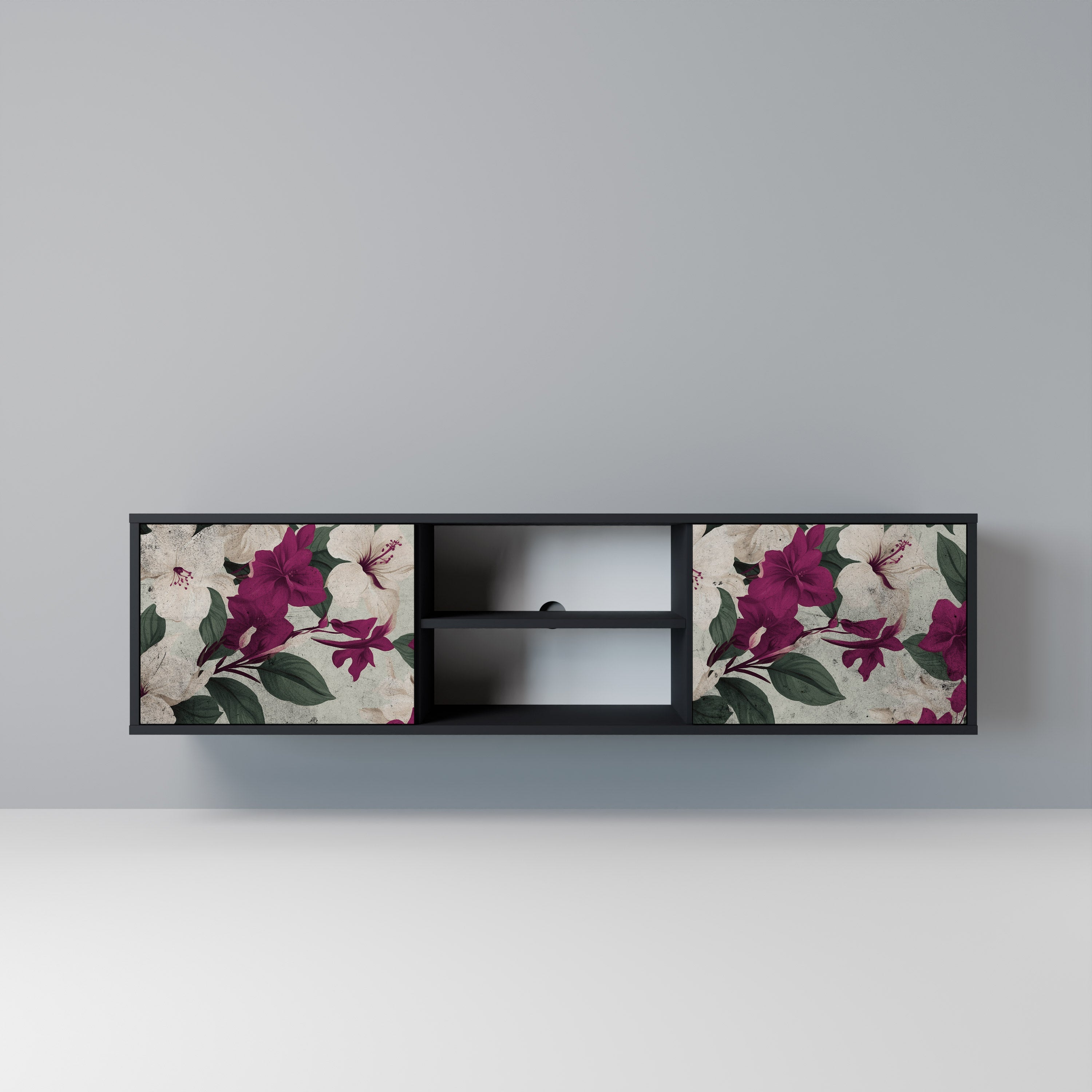 FLOWERET DREAM 2-Door TV Stand in Black Finish