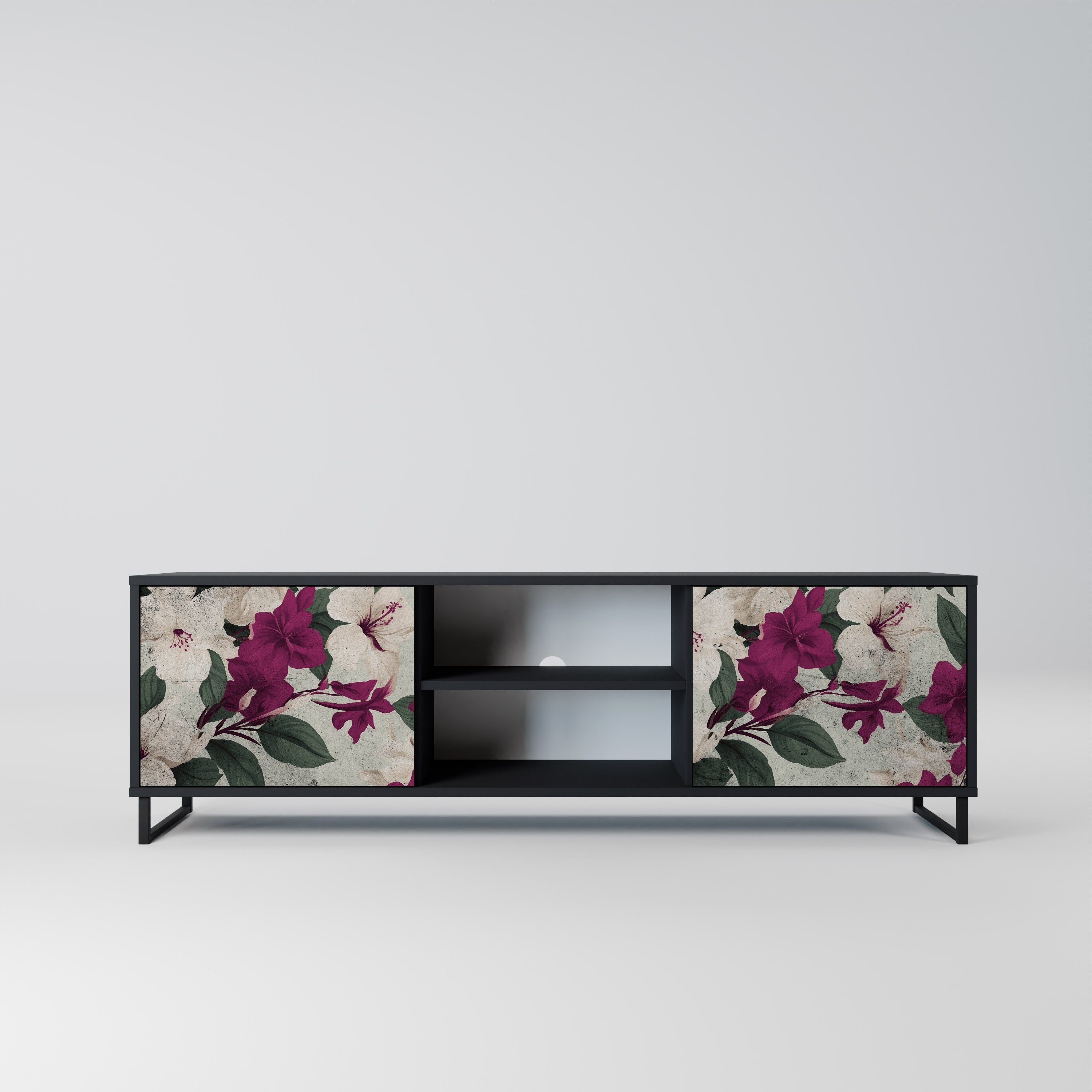 FLOWERET DREAM 2-Door TV Stand in Black Finish