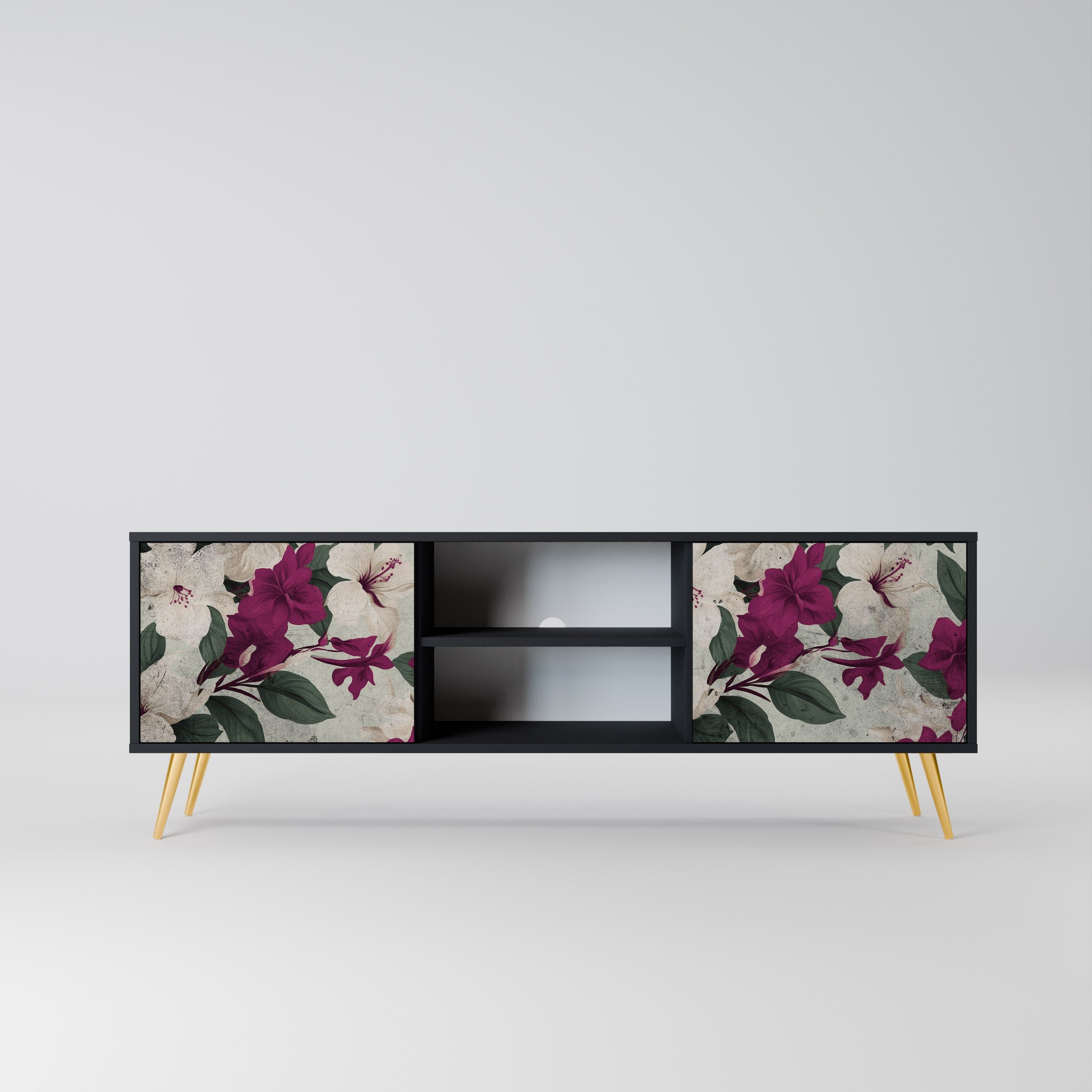 FLOWERET DREAM 2-Door TV Stand in Black Finish