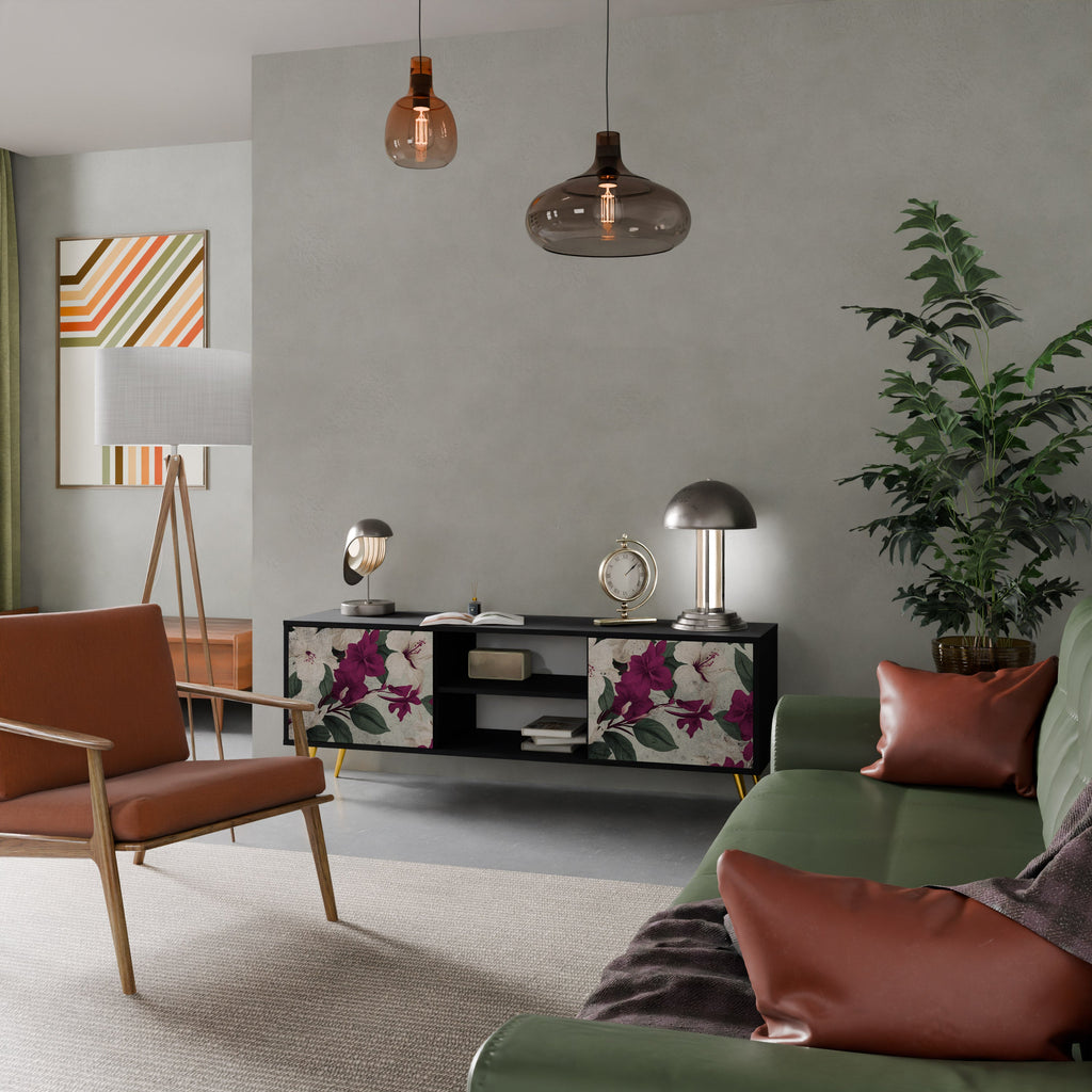 FLOWERET DREAM 2-Door TV Stand in Black Finish