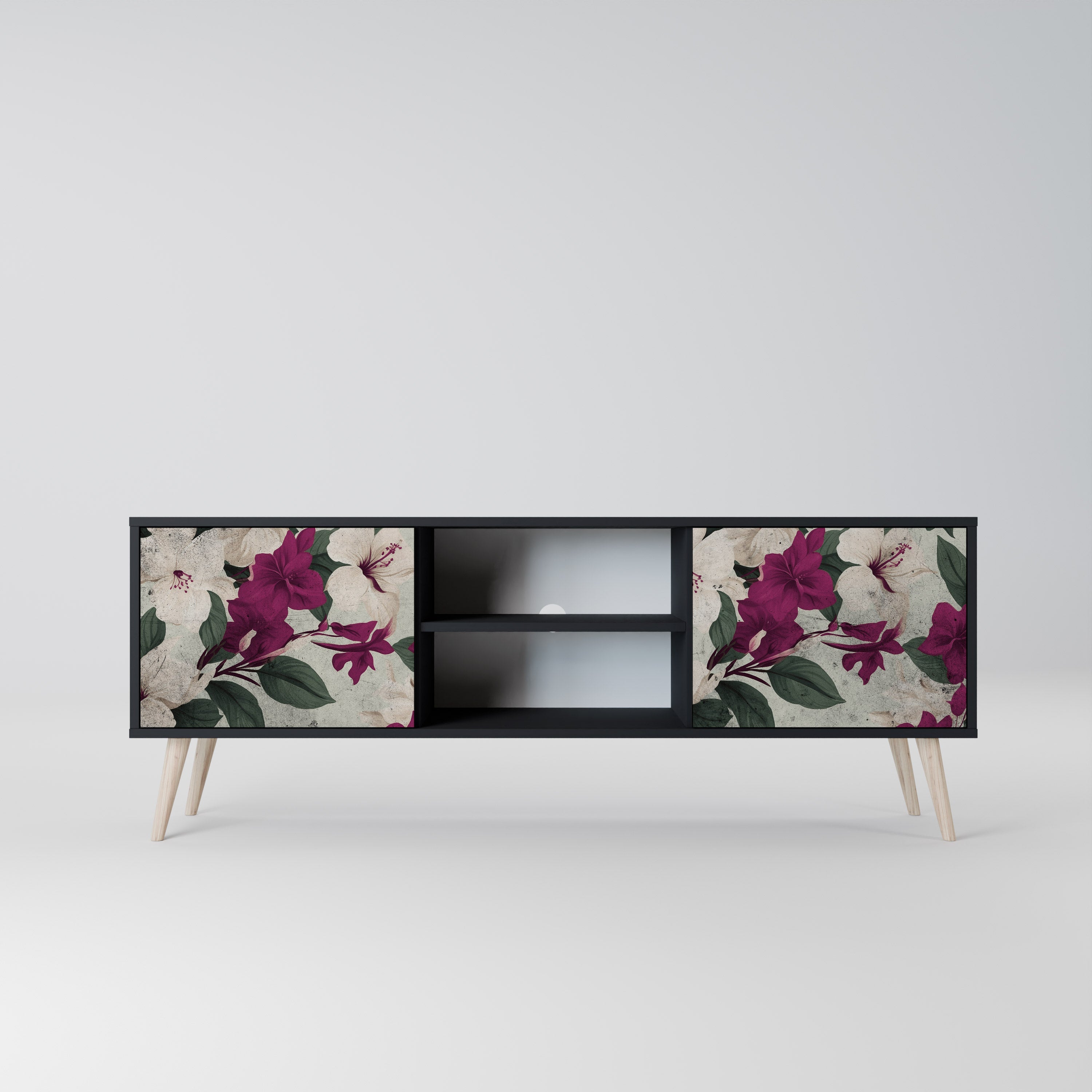 FLOWERET DREAM 2-Door TV Stand in Black Finish