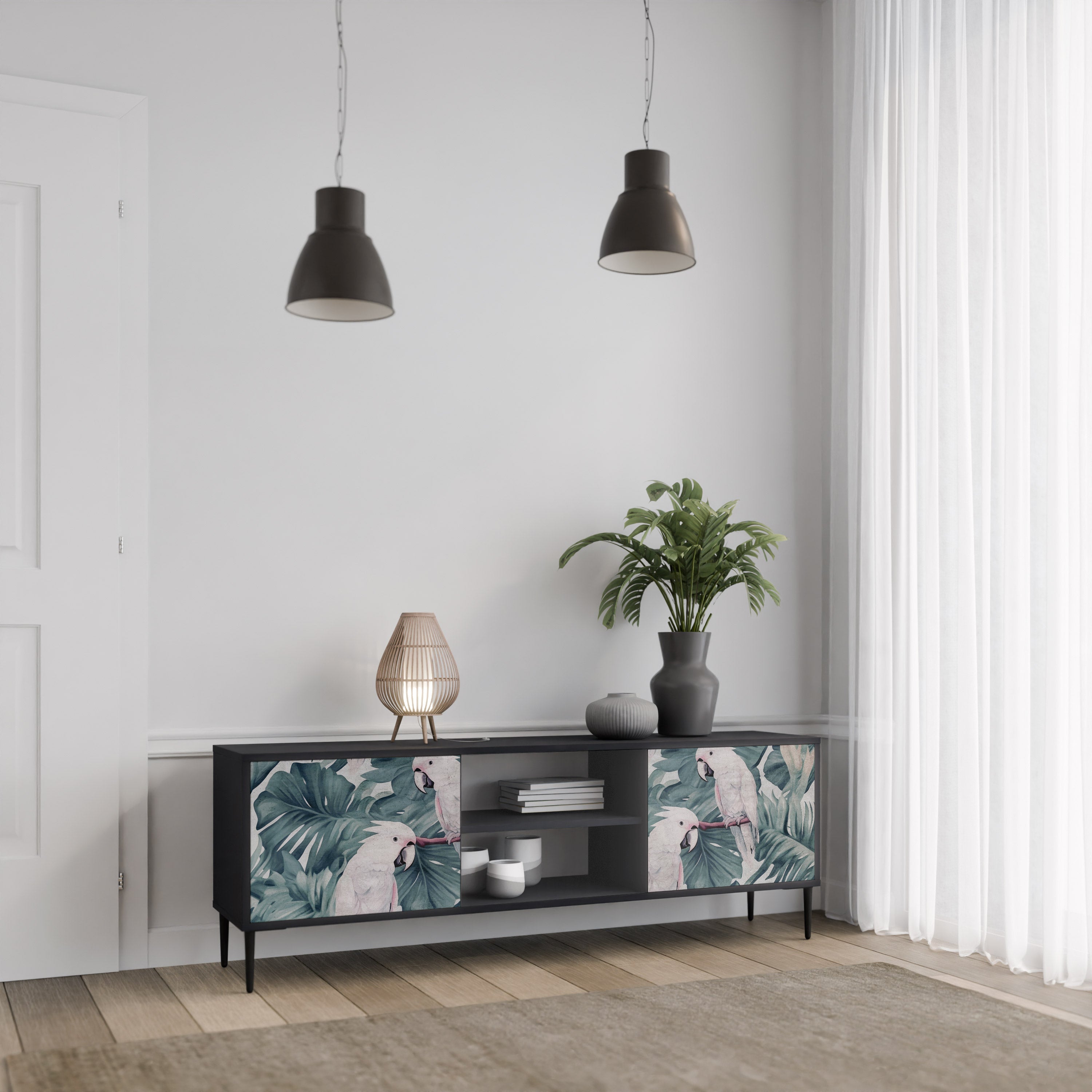 POPINJAY LOOK 2-Door TV Stand in Black Finish