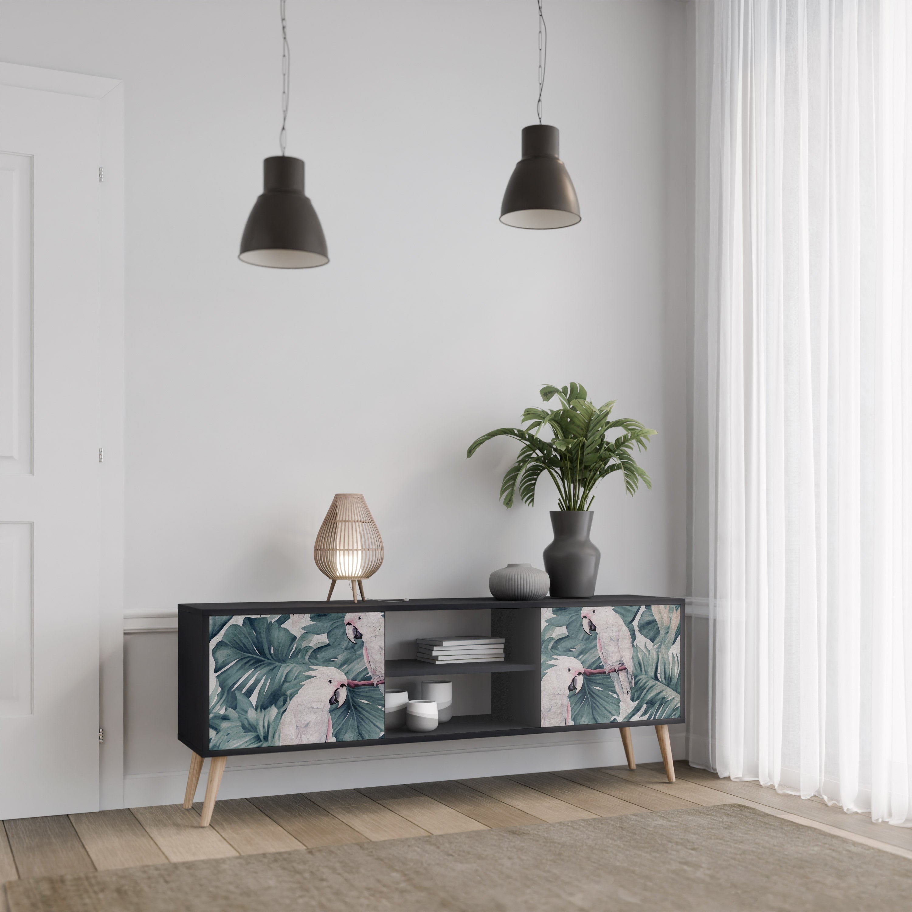 POPINJAY LOOK 2-Door TV Stand in Black Finish