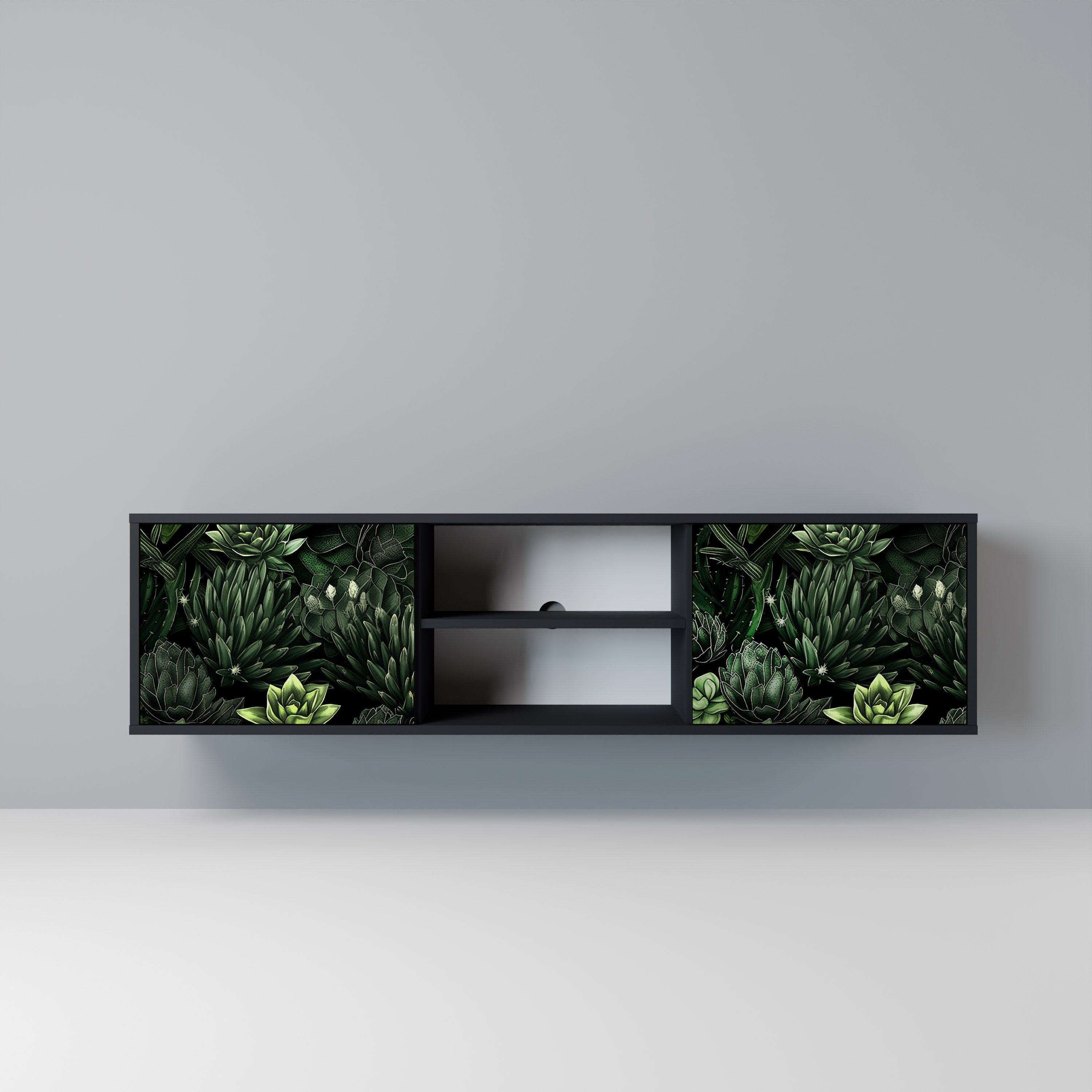 SUCCULENT JUNGLE 2-Door TV Stand in Black Finish