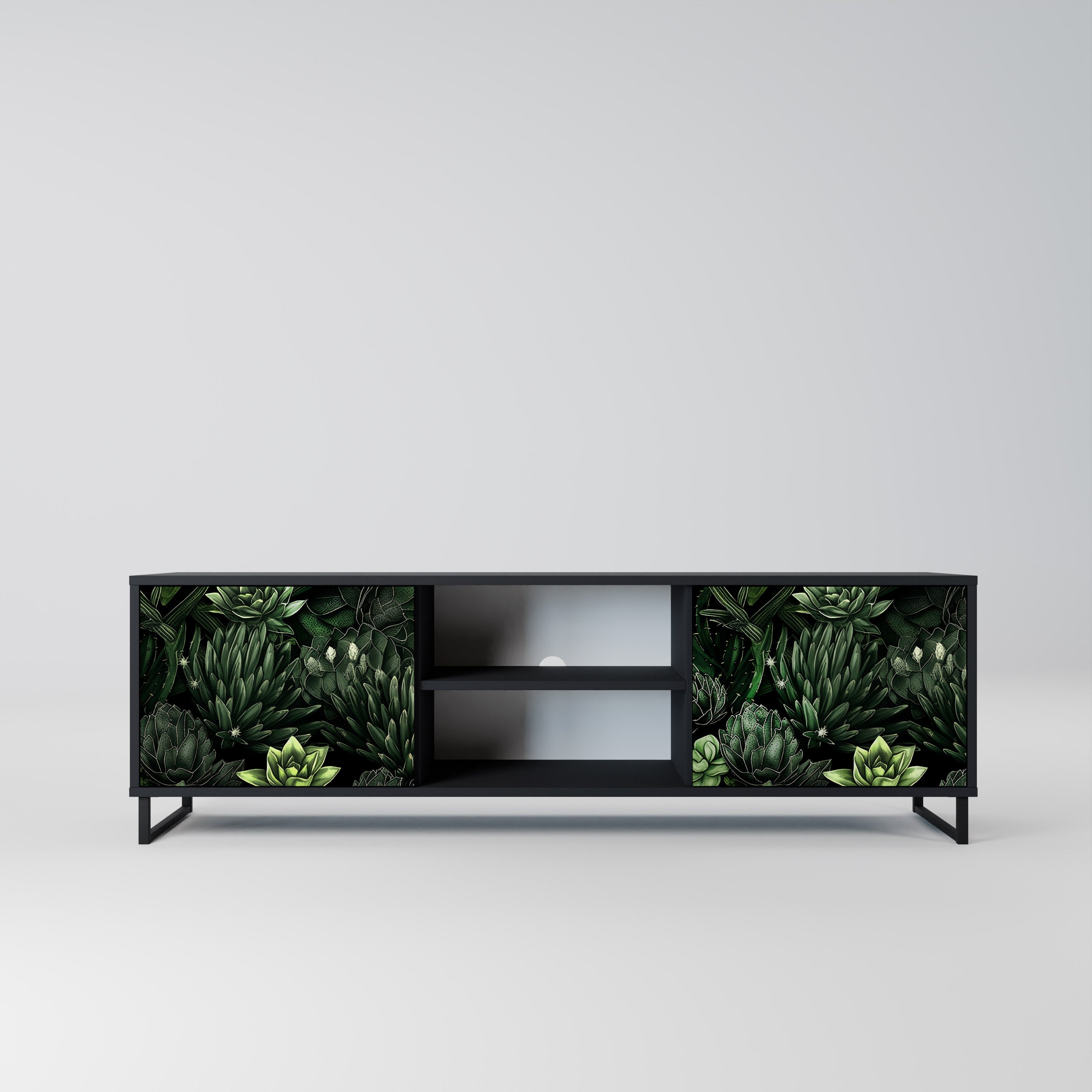 SUCCULENT JUNGLE 2-Door TV Stand in Black Finish